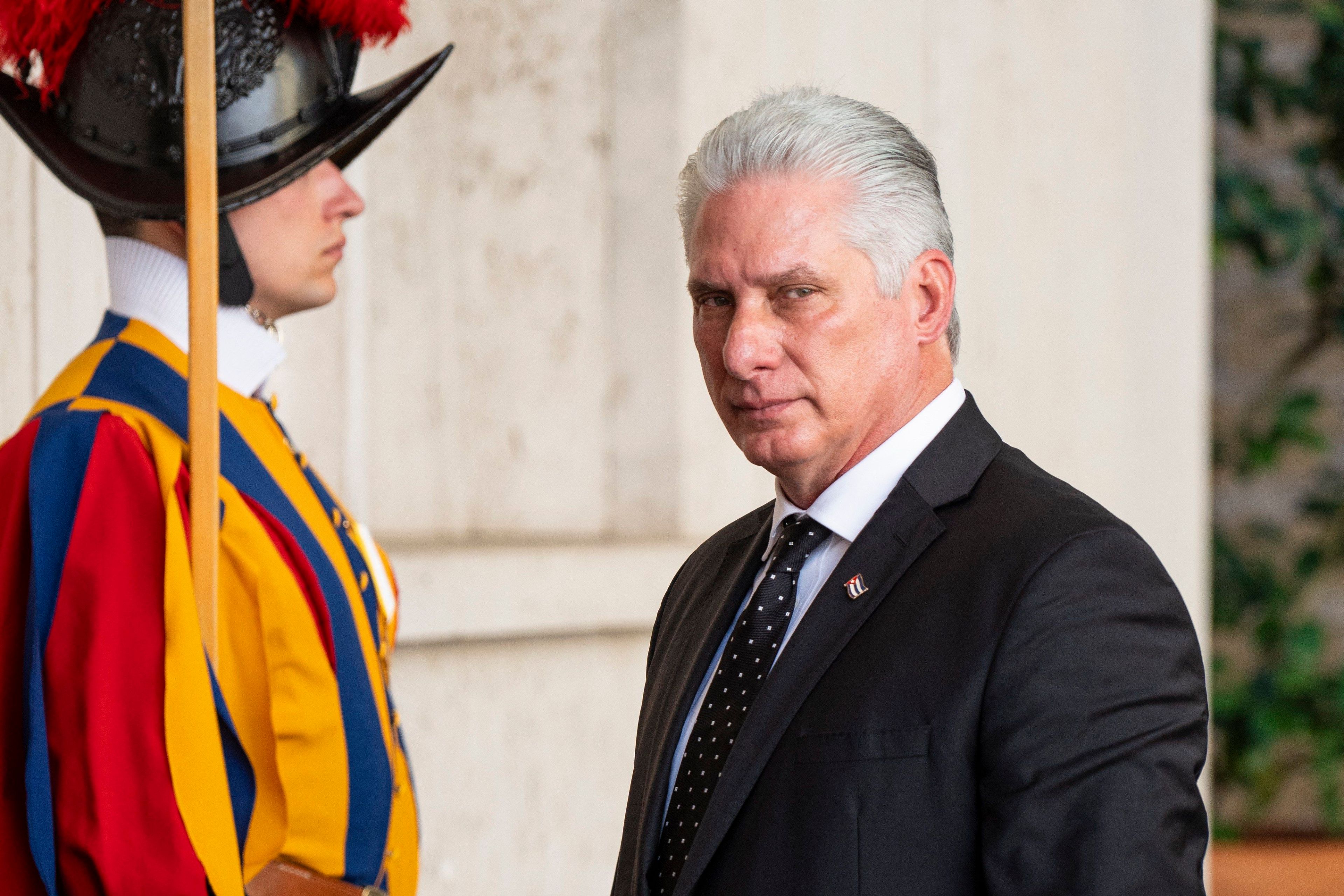 Pope Francis meets Cuban President Miguel Díaz-Canel Bermúdez and his wife Lis Cuesta Peraza at the Vatican