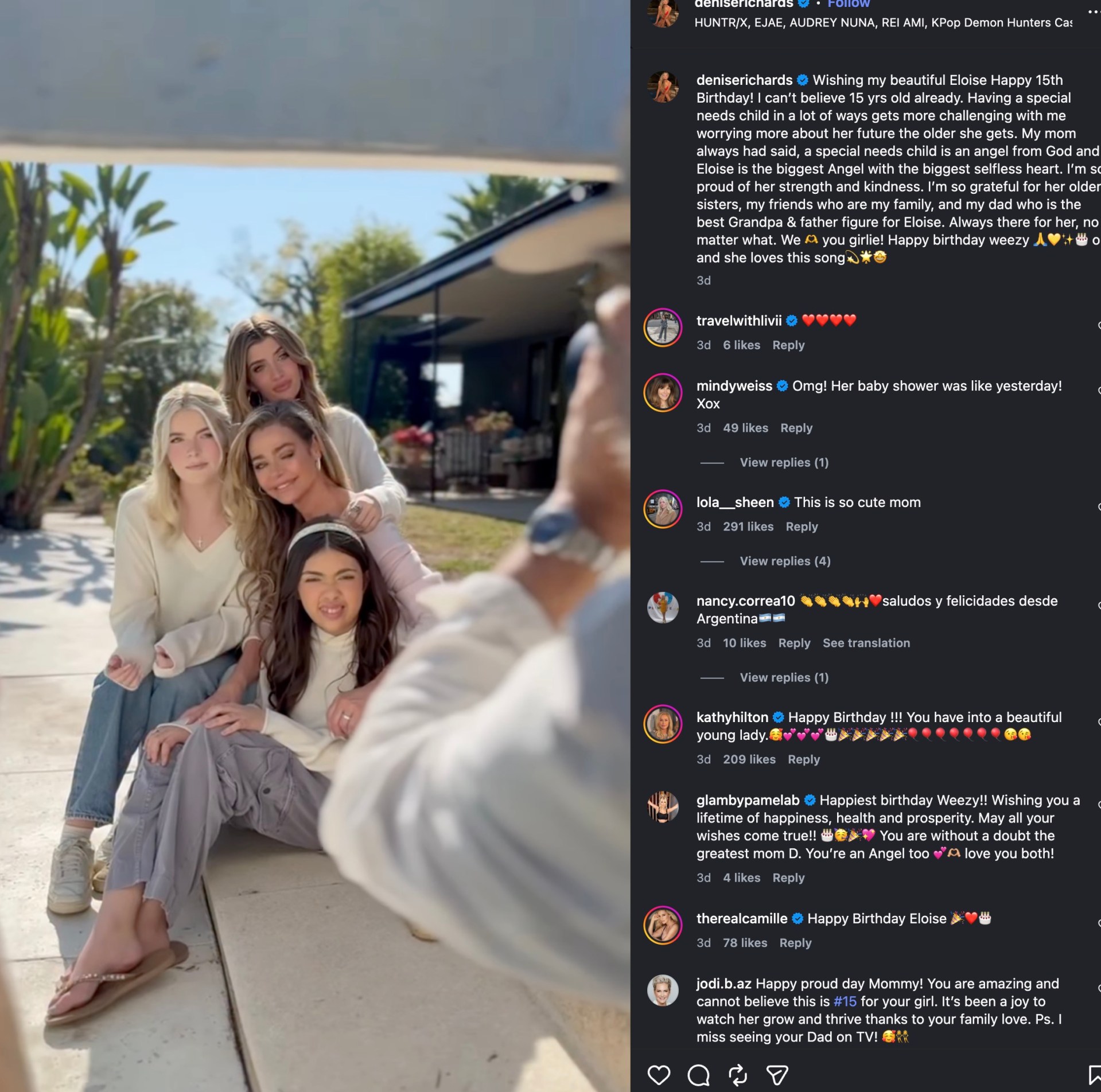 "A Special Needs Child Is An Angel From God." Denise Richards Marks Daughter Eloise's 15th Birthday with Her Late Mother's Words.