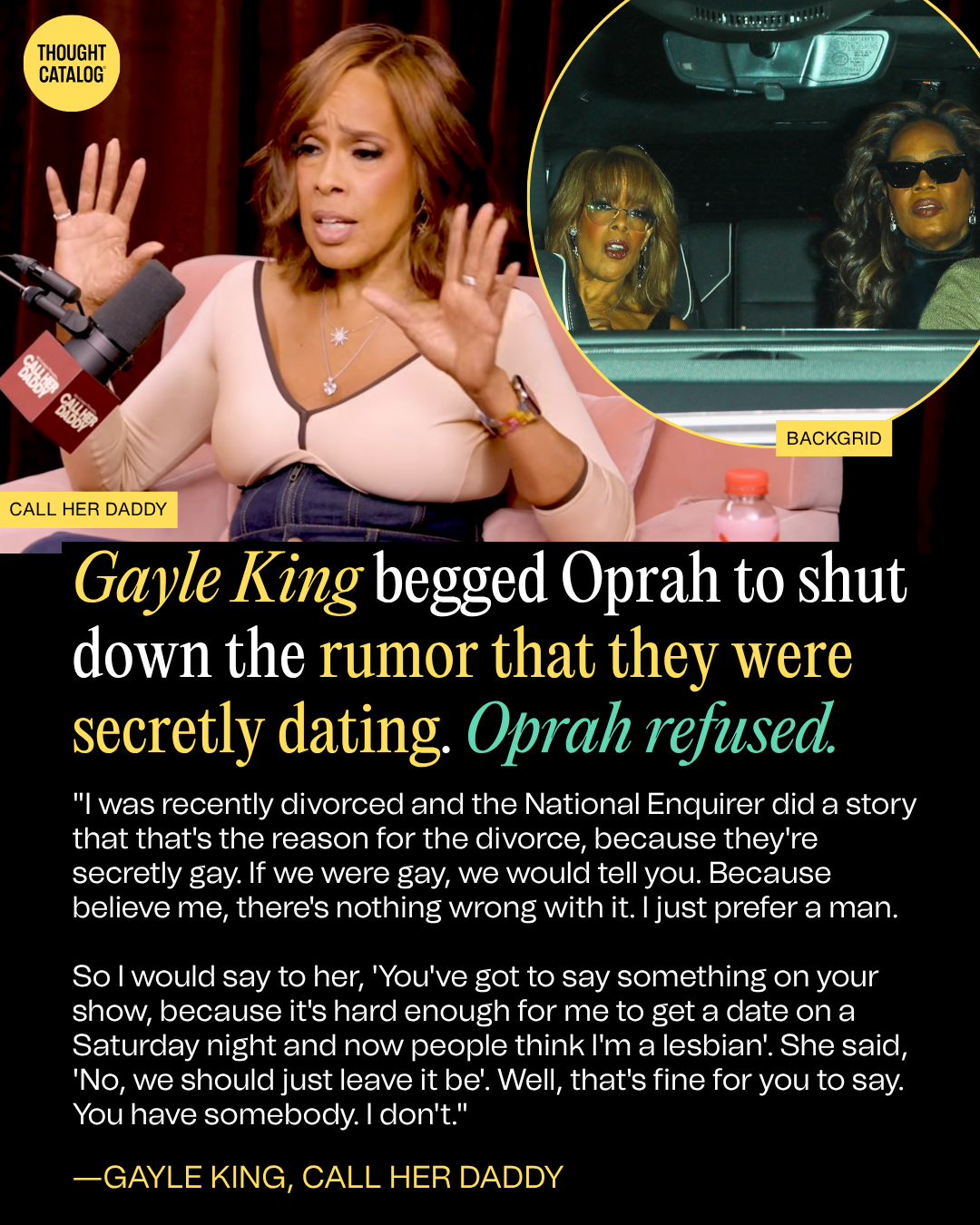 Gayle King Begged Oprah to Shut Down the Rumor That They Were Secretly Dating, Oprah Refused