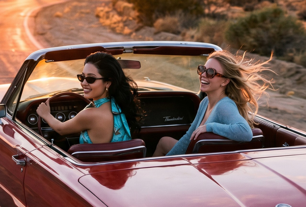 AI-generated image inspired by a Thelma and Louise-style road trip or dramatic finale scene
