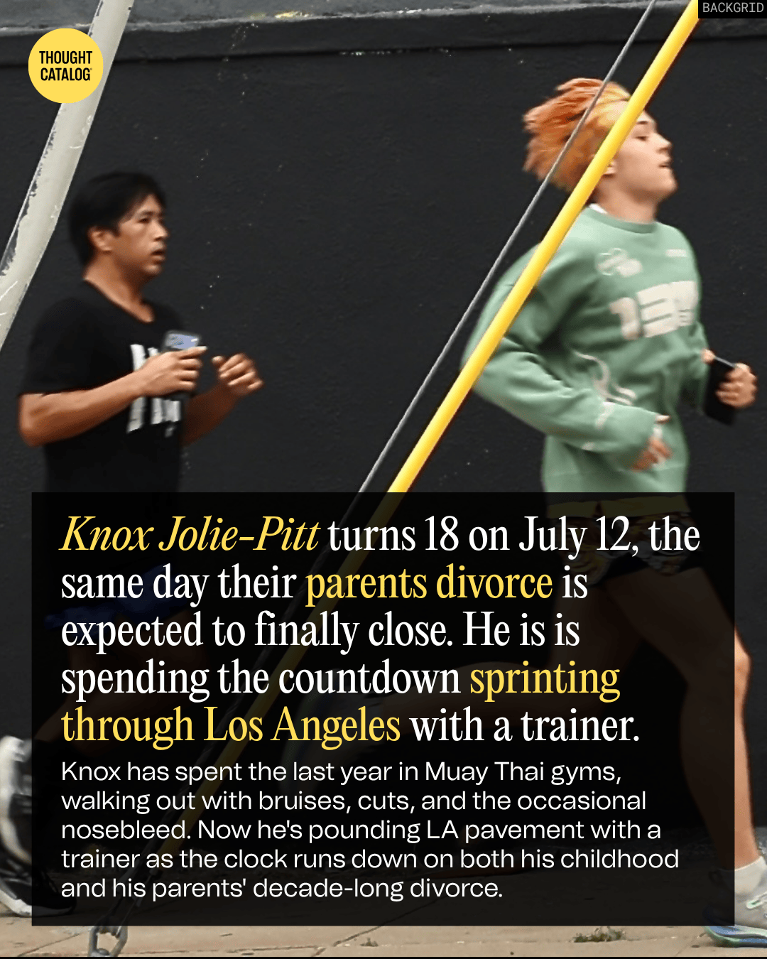 The Jolie-Pitt Twins Turn 18 on July 12, the Same Day Their Parents' Divorce Is Expected to Finally Close. Knox Is Spending the Countdown Sprinting Through Los Angeles with a Trainer.
