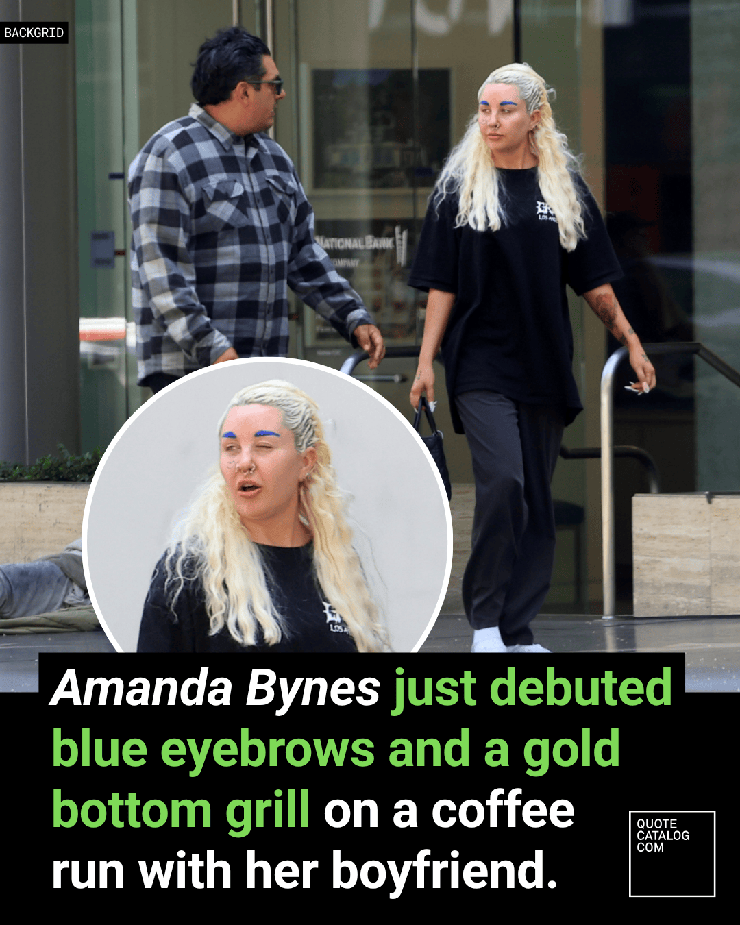 Amanda Bynes Debuted Blue Eyebrows and a Gold Bottom Grill on a Coffee Run with Her Boyfriend
