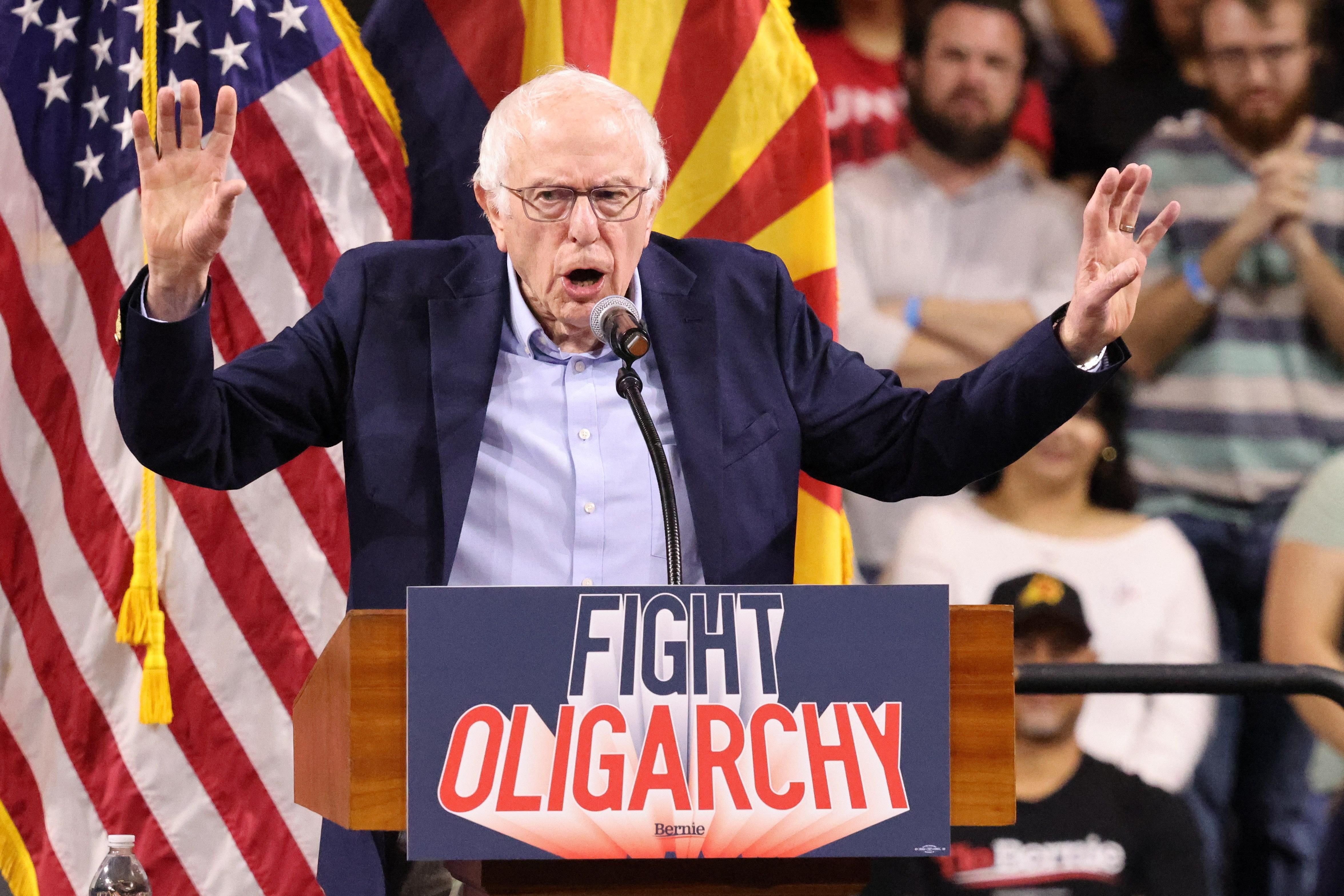 Bernie Sanders and Alexandria Ocasio-Cortez at a rally in Tempe, Arizona