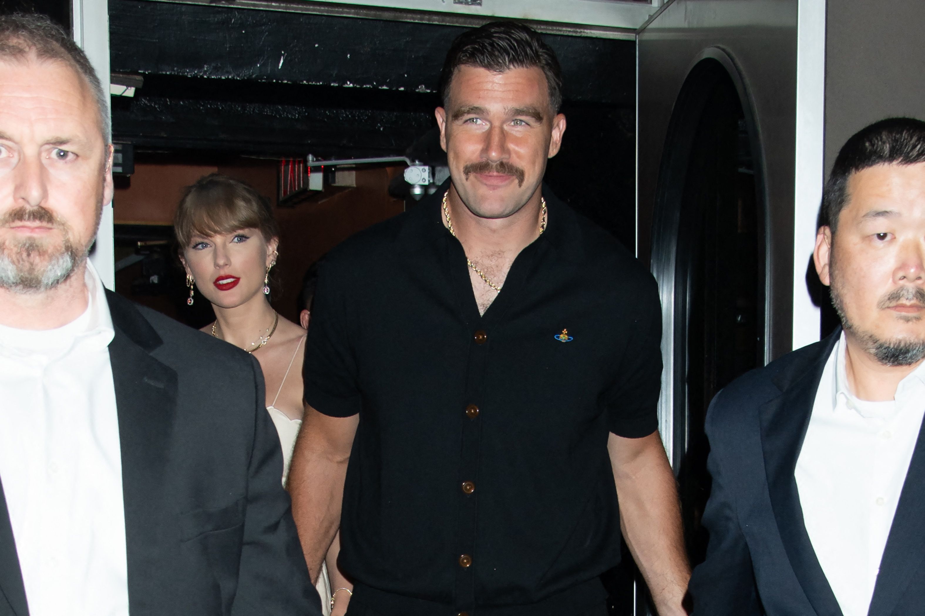 Click to open the image gallery Taylor Swift and Travis Kelce at Karen Elson's wedding at Electric Lady Studio in New York City