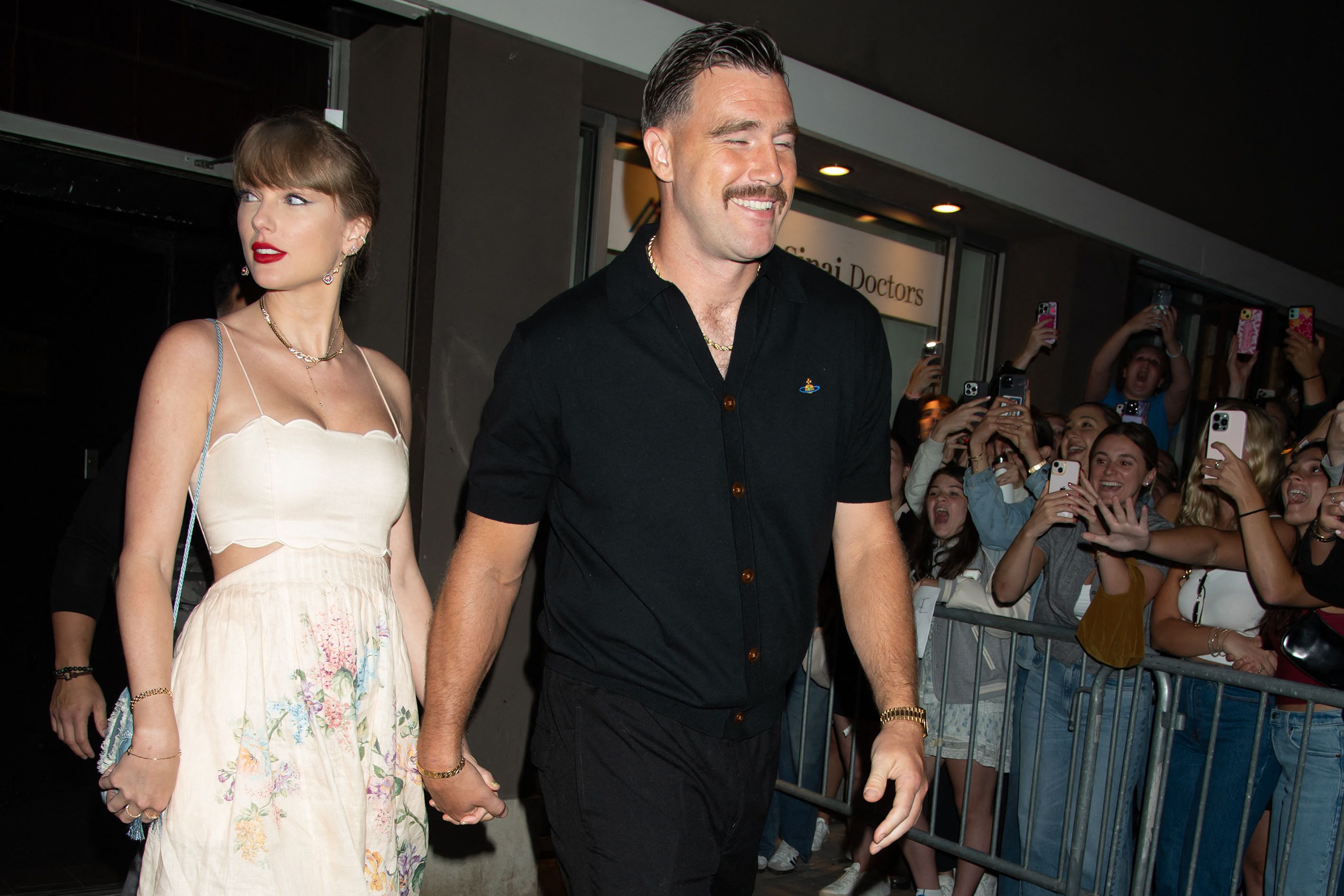 Click to open the image gallery Taylor Swift and Travis Kelce at Karen Elson's wedding at Electric Lady Studio in New York City