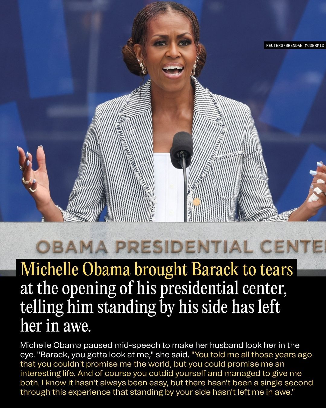 Michelle Obama Brought Barack to Tears at the Opening of His Presidential Center, Telling Him Standing by His Side Has Left Her in Awe
