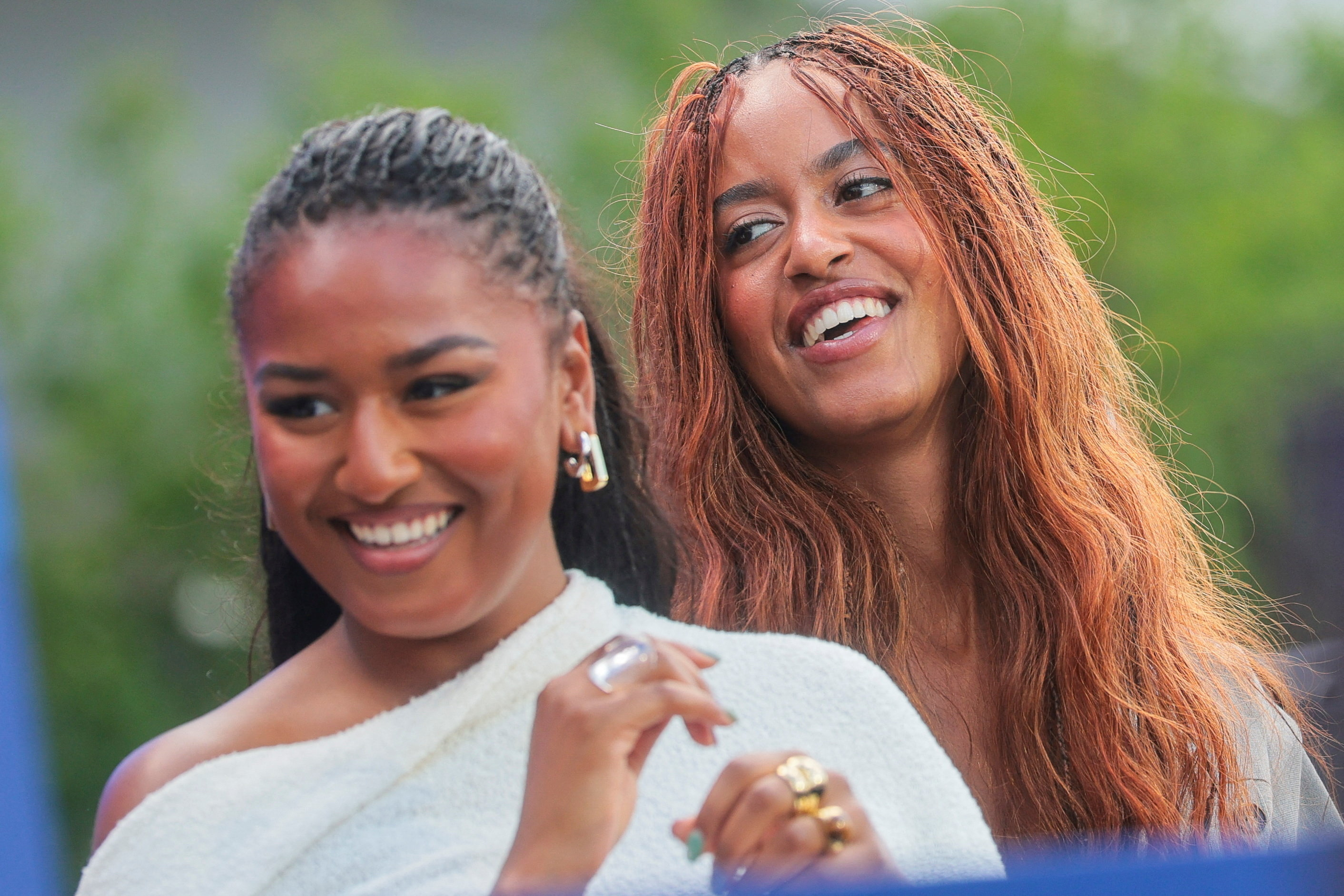 Malia Obama and Sasha Obama at the dedication ceremony for the Obama Presidential Center in Chicago