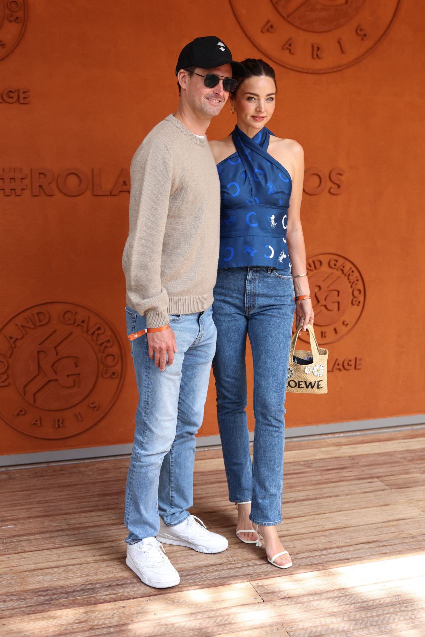 Celebrities in the stands at Roland Garros during the 2026 French Open Men's Singles final