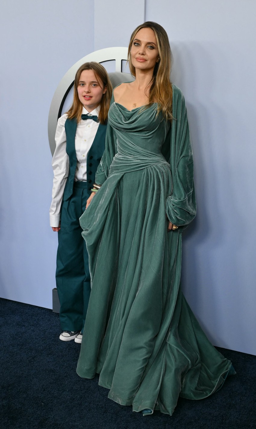 Angelina Jolie and daughter Shiloh Jolie-Pitt arriving at the 77th Tony Awards at Lincoln Center in New York