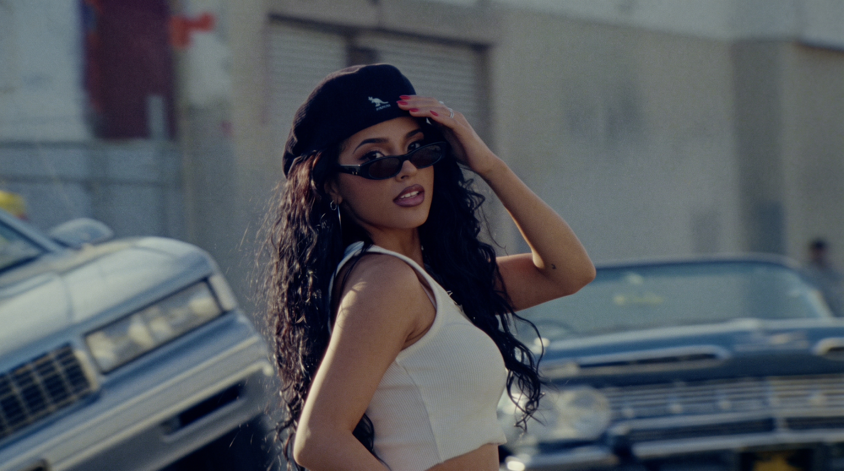 Becky G wearing a Kangol hat