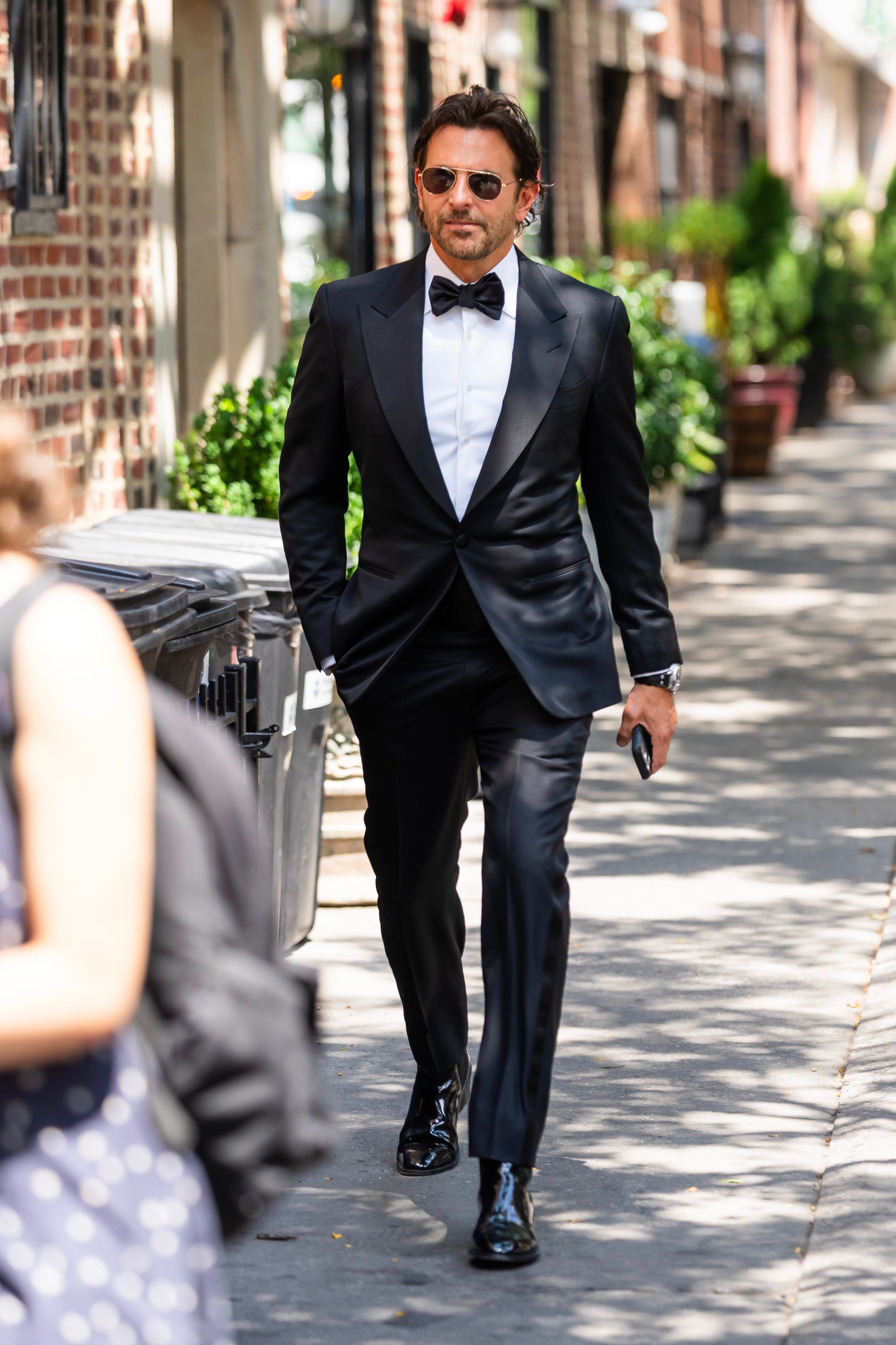 Bradley Cooper walking in the West Village neighborhood of New York City