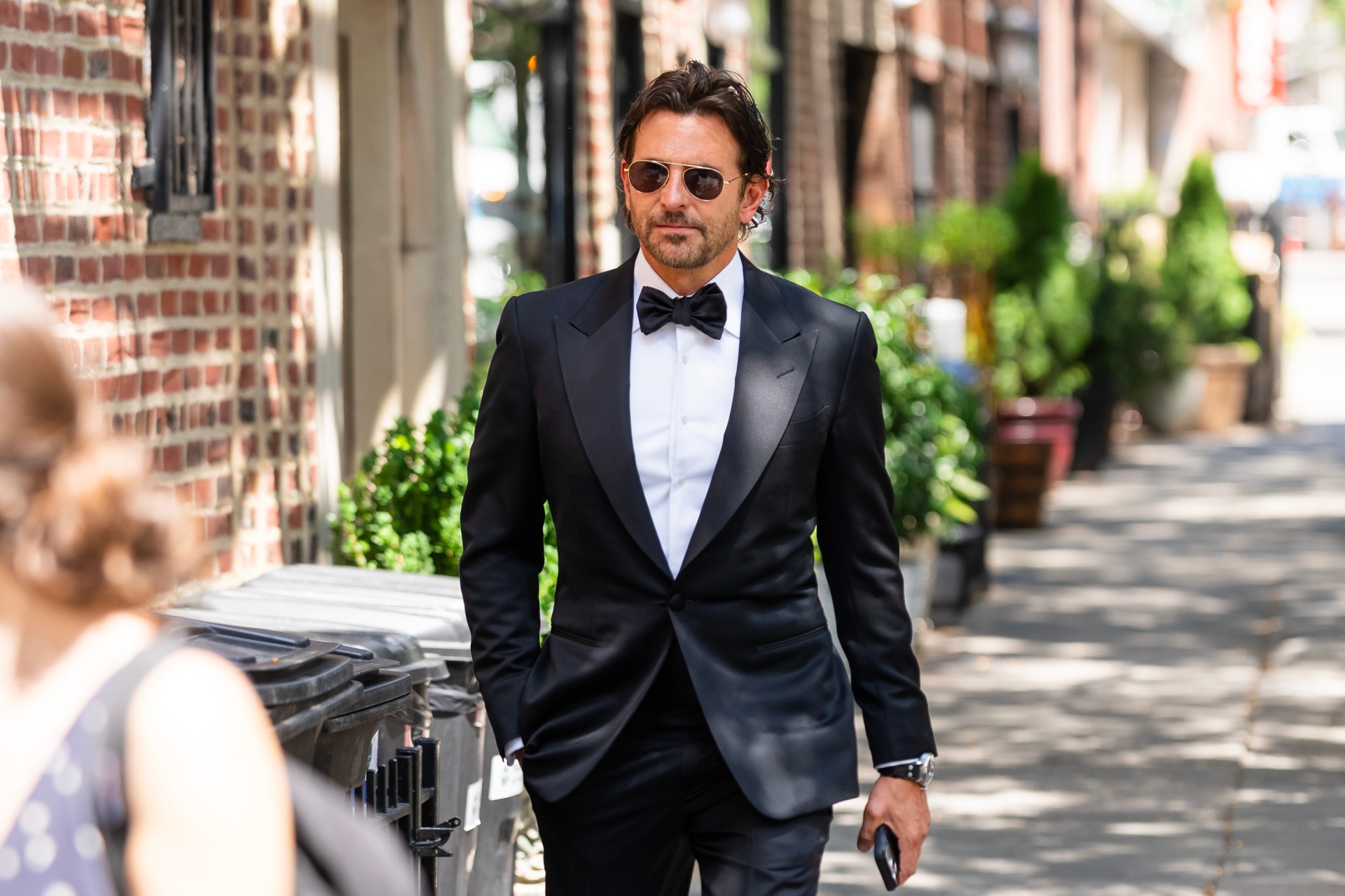Bradley Cooper walking in the West Village neighborhood of New York City