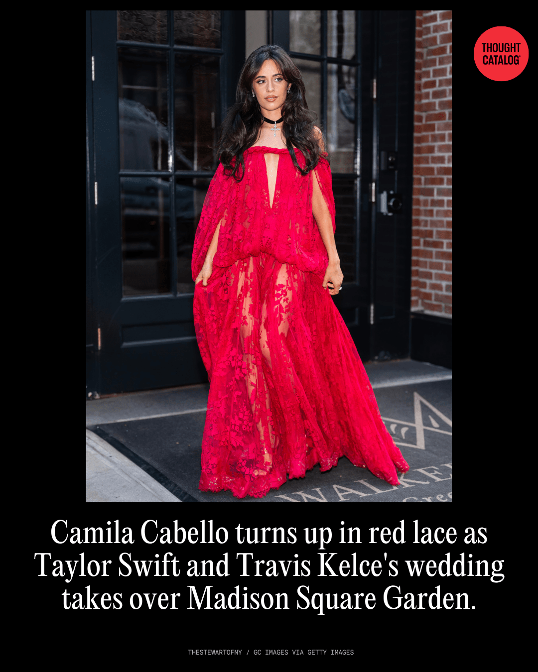 Camila Cabello Turns Up in Red Lace as Taylor Swift and Travis Kelce's Wedding Takes Over Madison Square Garden