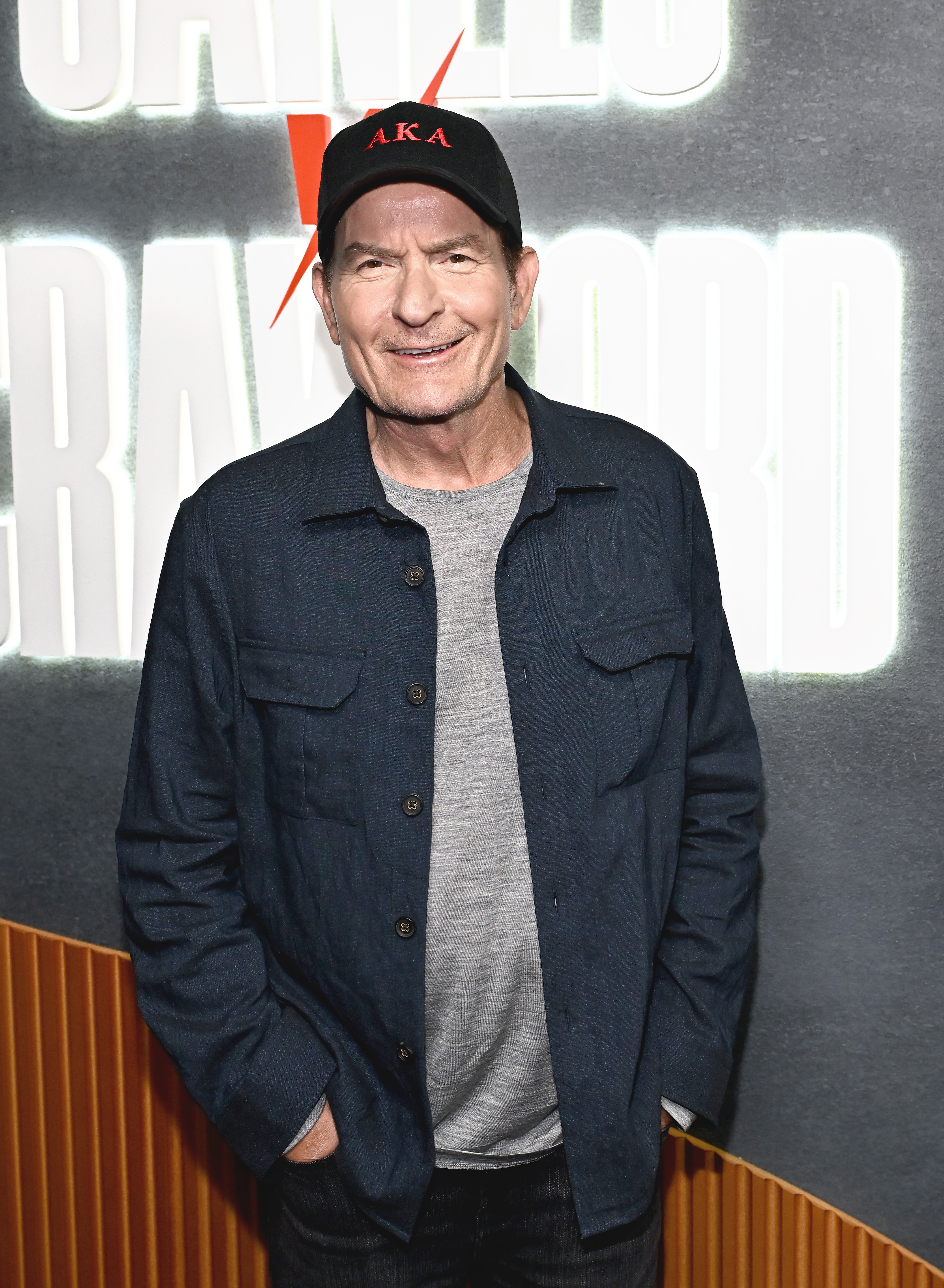 Charlie Sheen at the Canelo Alvarez vs Terence Crawford Netflix live event at Allegiant Stadium in Las Vegas