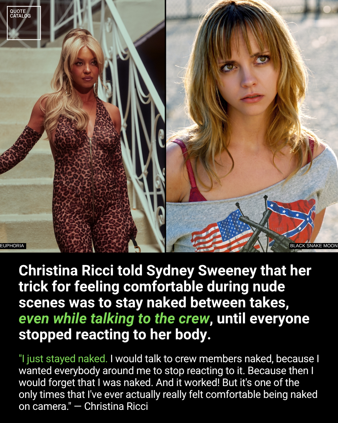 Christina Ricci Told Sydney Sweeney She Stayed Naked Between Takes Until the Crew Stopped Reacting to Her Body