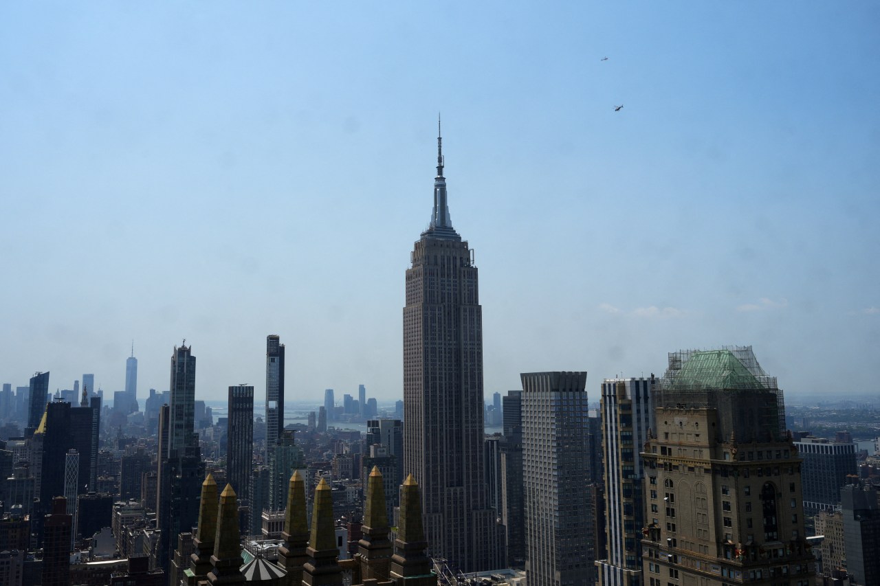 The Empire State Building spire in Manhattan, New York City