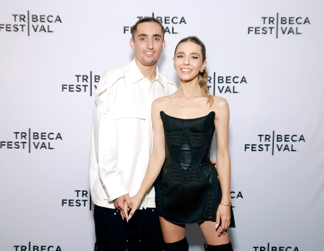 Ivan Beerkus and Angela Nikolau posing together at the Tribeca Film Festival premiere of their Netflix documentary in New York City
