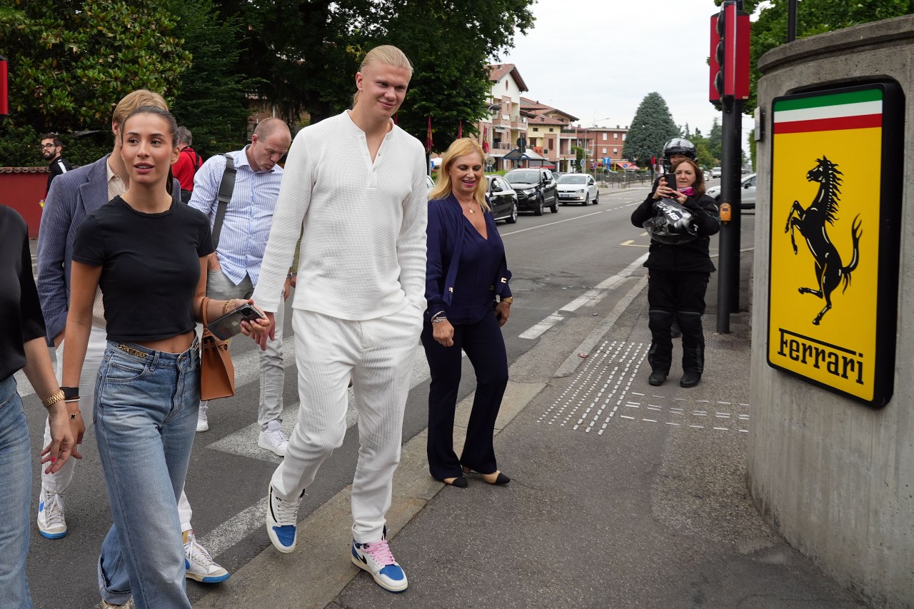Erling Haaland and Isabel Haugseng Johansen at Ferrari headquarters in Maranello, Italy