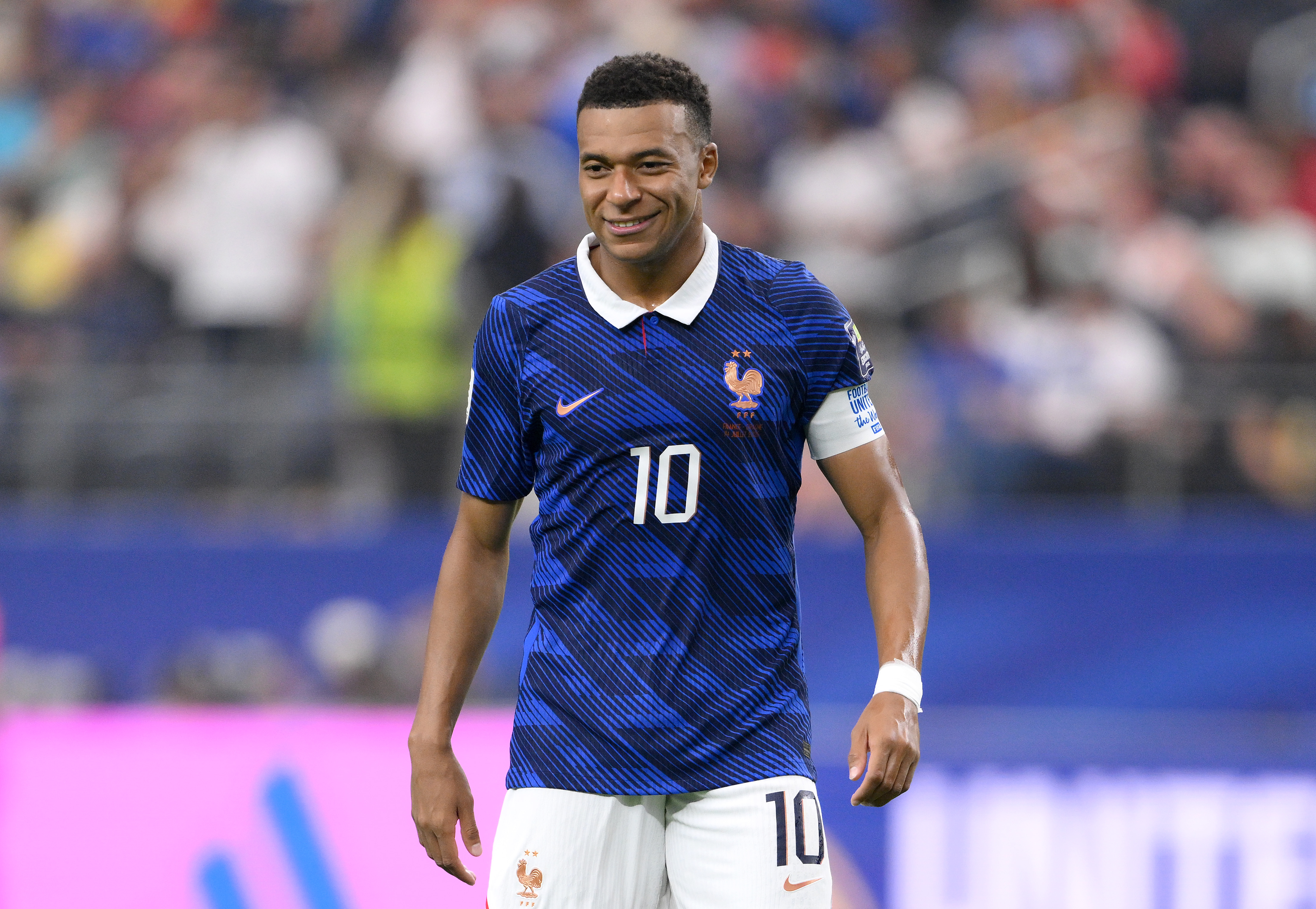 Click to open the image gallery Kylian Mbappé reacting during France vs. Spain at the FIFA World Cup 2026 semi-final in Arlington, Texas