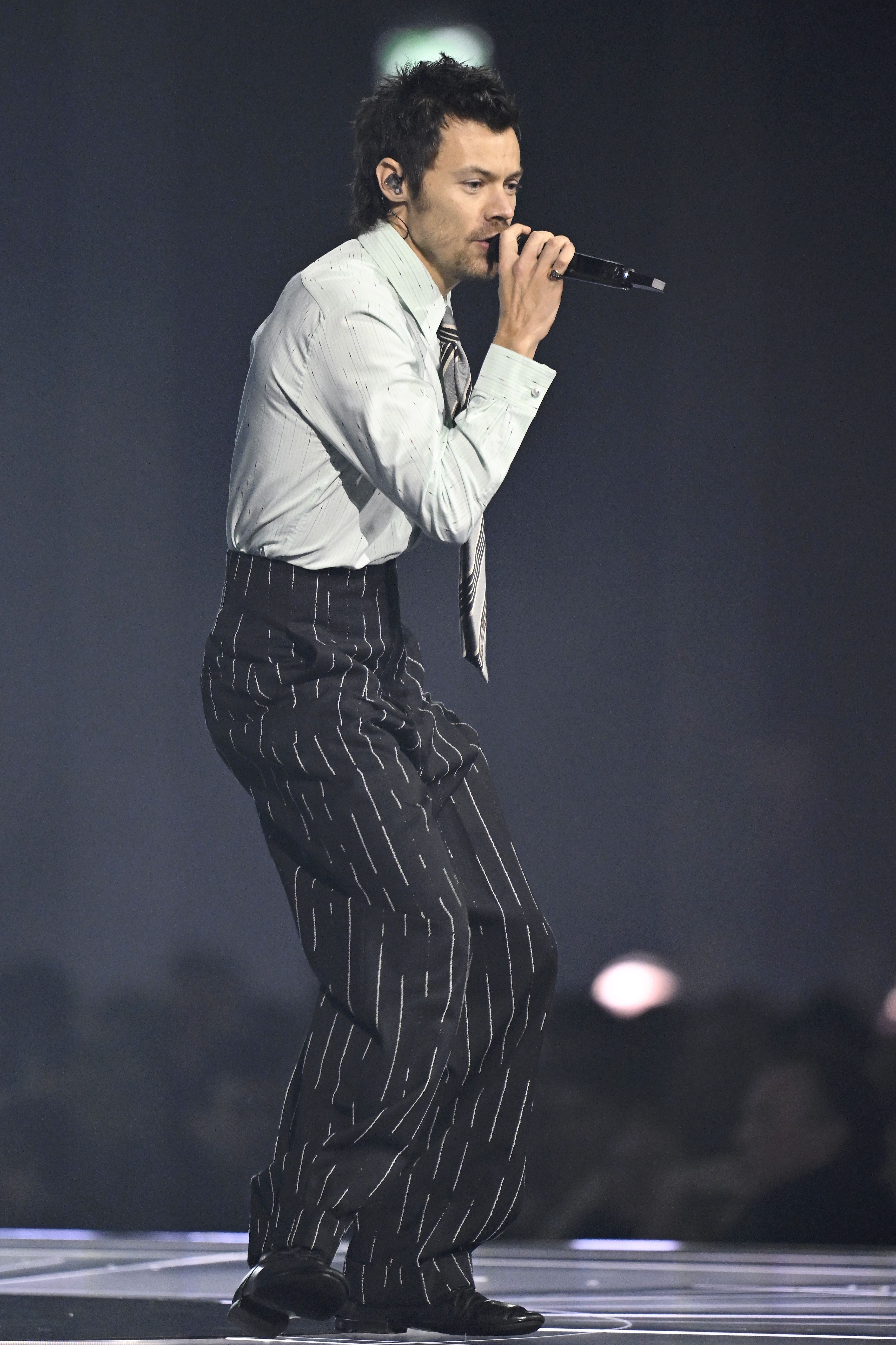 Harry Styles performing 'Aperture' on stage at the BRIT Awards 2026 at Co-op Live in Manchester