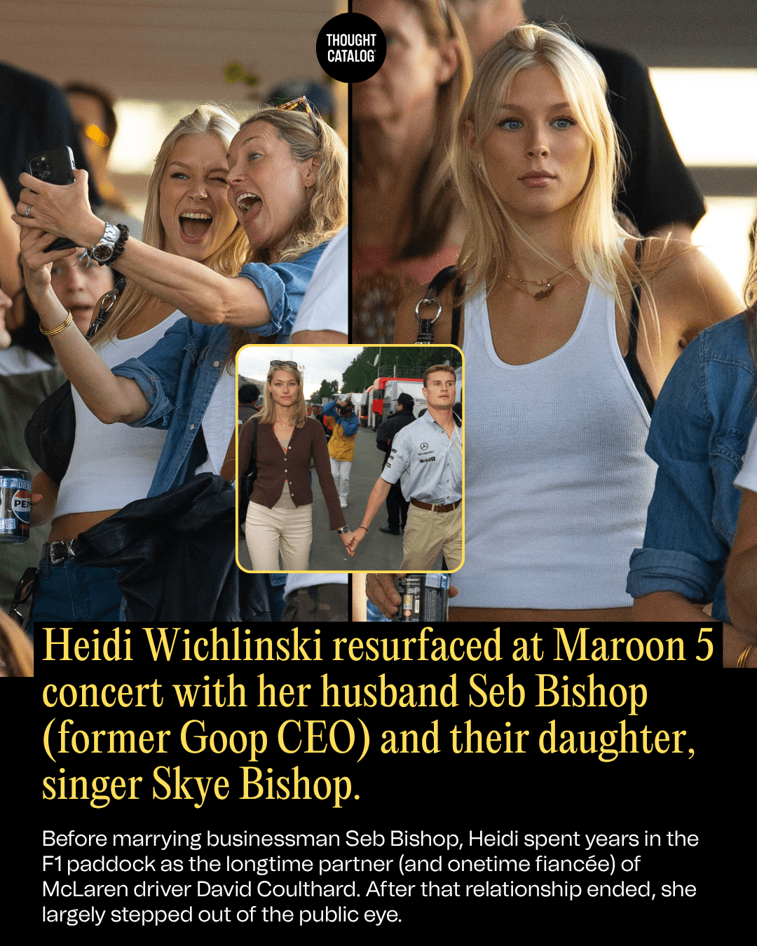 Heidi Wichlinski Resurfaced at Maroon 5 Concert with Her Husband Seb Bishop (Former Goop CEO) and Their Daughter, Singer Skye Bishop