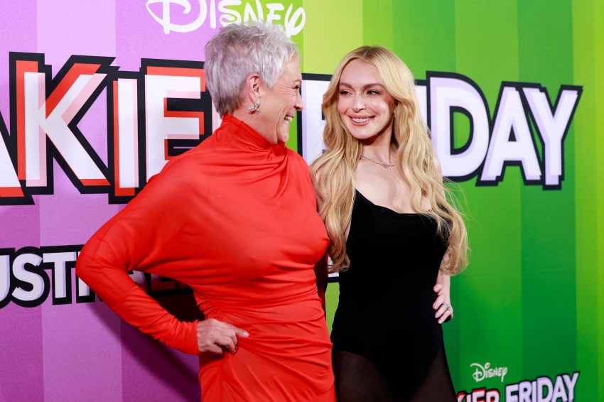 Jamie Lee Curtis and Lindsay Lohan posing together at the Freakier Friday Australian premiere in Sydney
