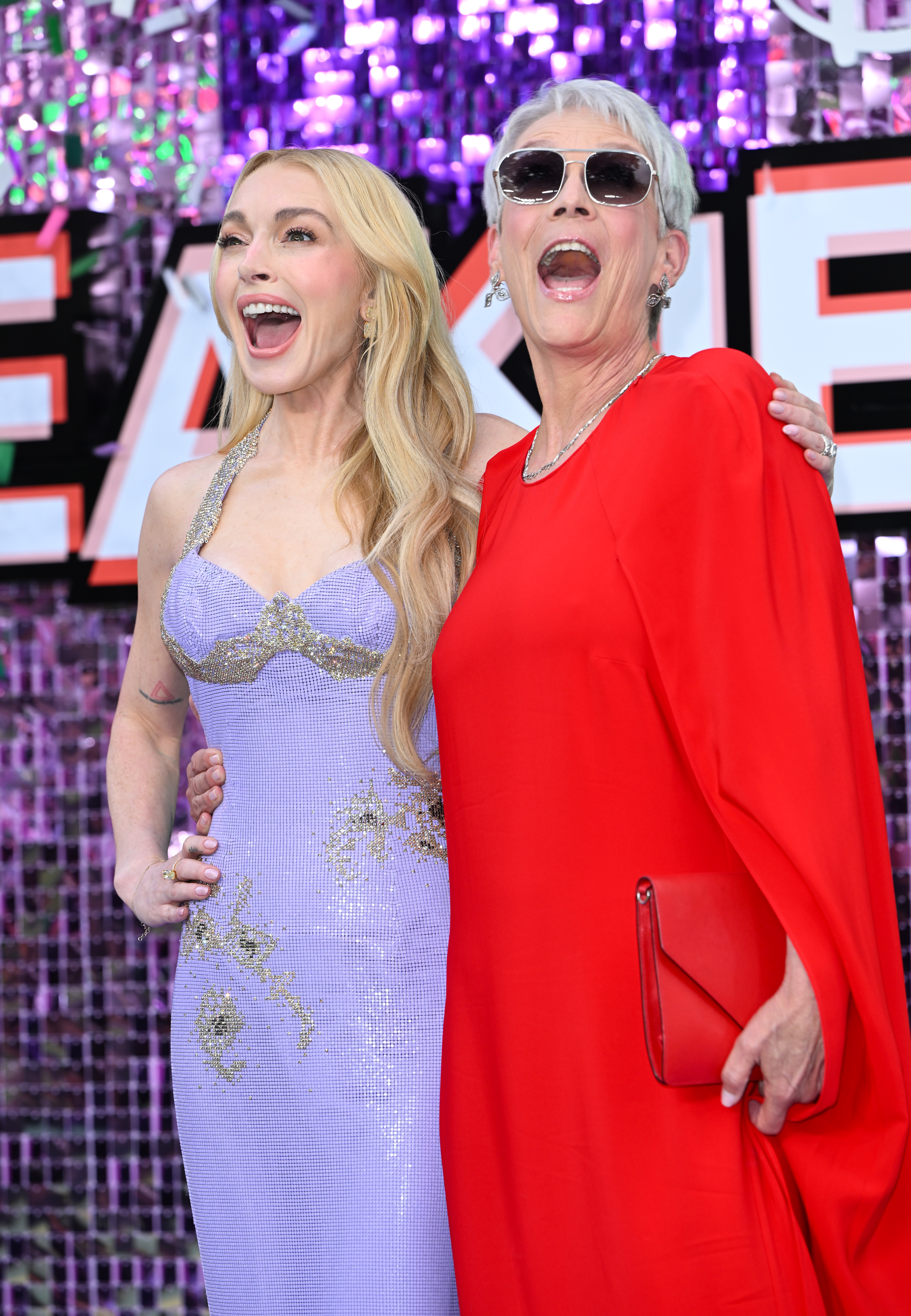 Lindsay Lohan and Jamie Lee Curtis at the Freakier Friday UK premiere at Odeon Luxe Leicester Square in London