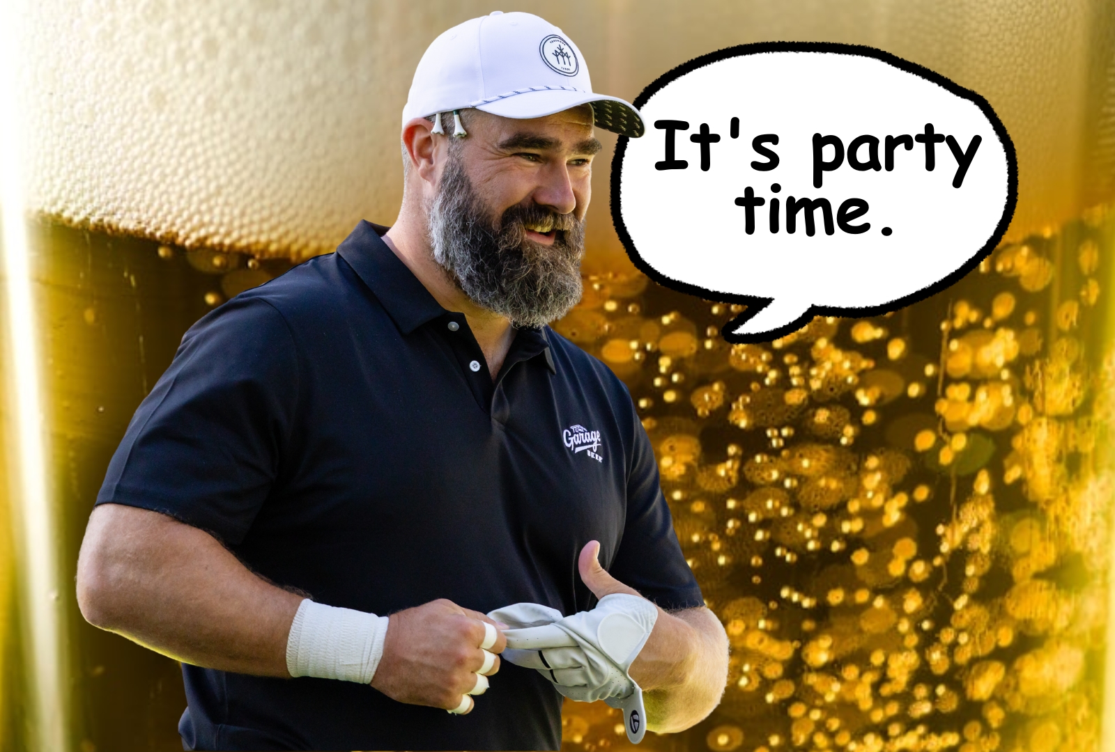 Jason Kelce interacting with fans on the golf course at the American Century Championship in Stateline, NV