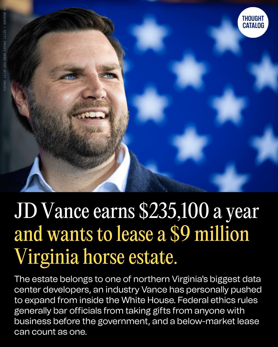 JD Vance Earns $235,100 a Year and Wants to Lease a $9 Million Virginia Horse Estate
