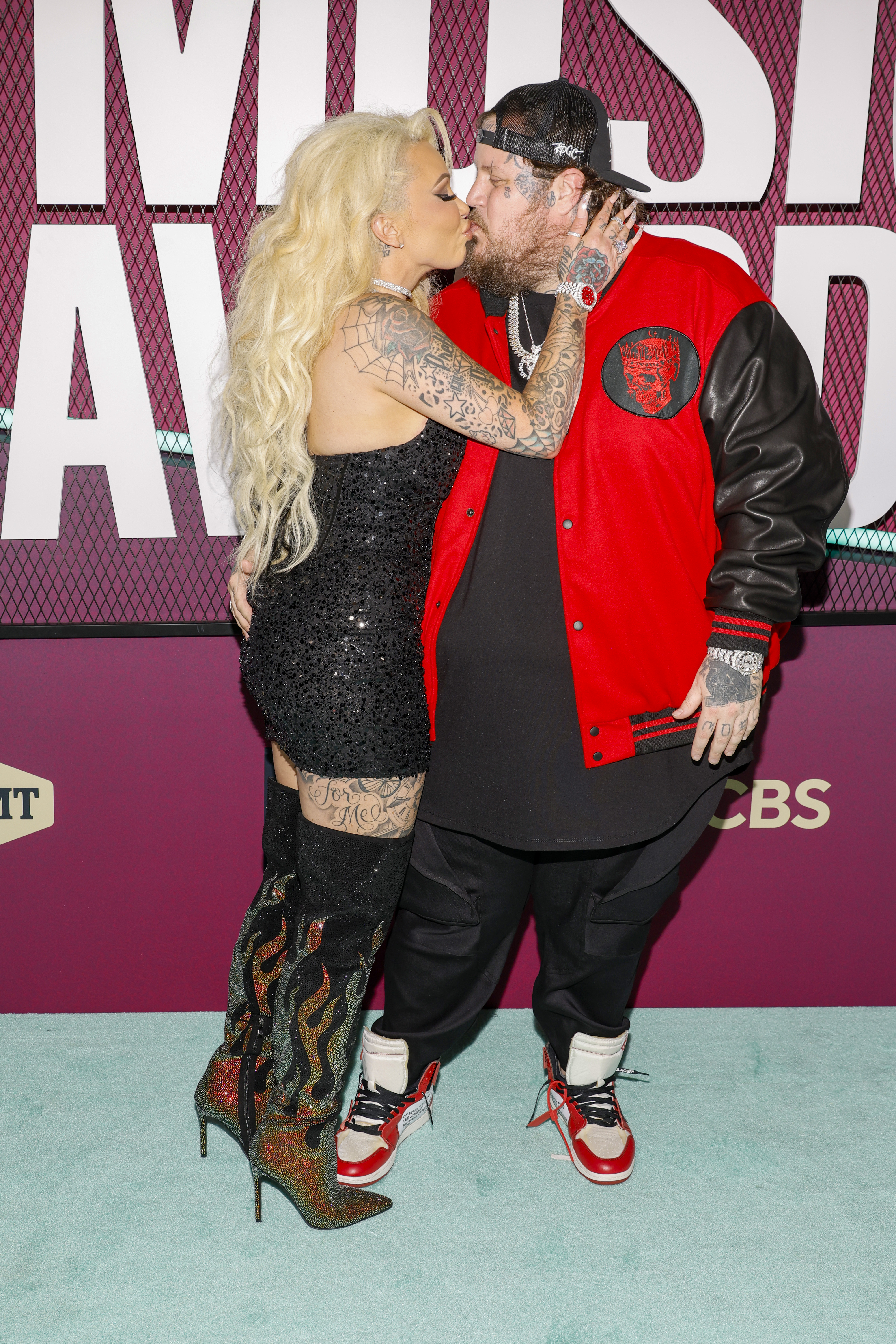 Bunnie Xo and Jelly Roll at the 2023 CMT Music Awards arrivals at Moody Center in Austin, Texas