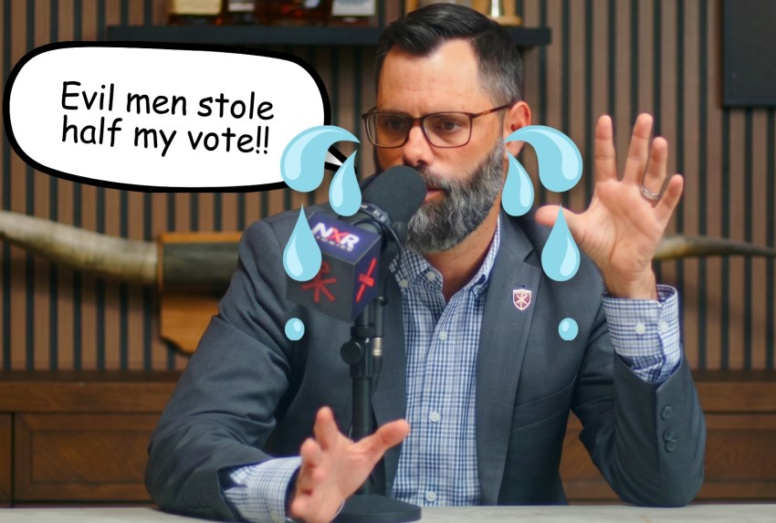 Joel Webbon Says “Half Of My Vote Was Stolen From Me In Women’s Suffrage”. His Wife “Votes His Vote” to Give It Back from the “Evil Men” Who Took It from Him