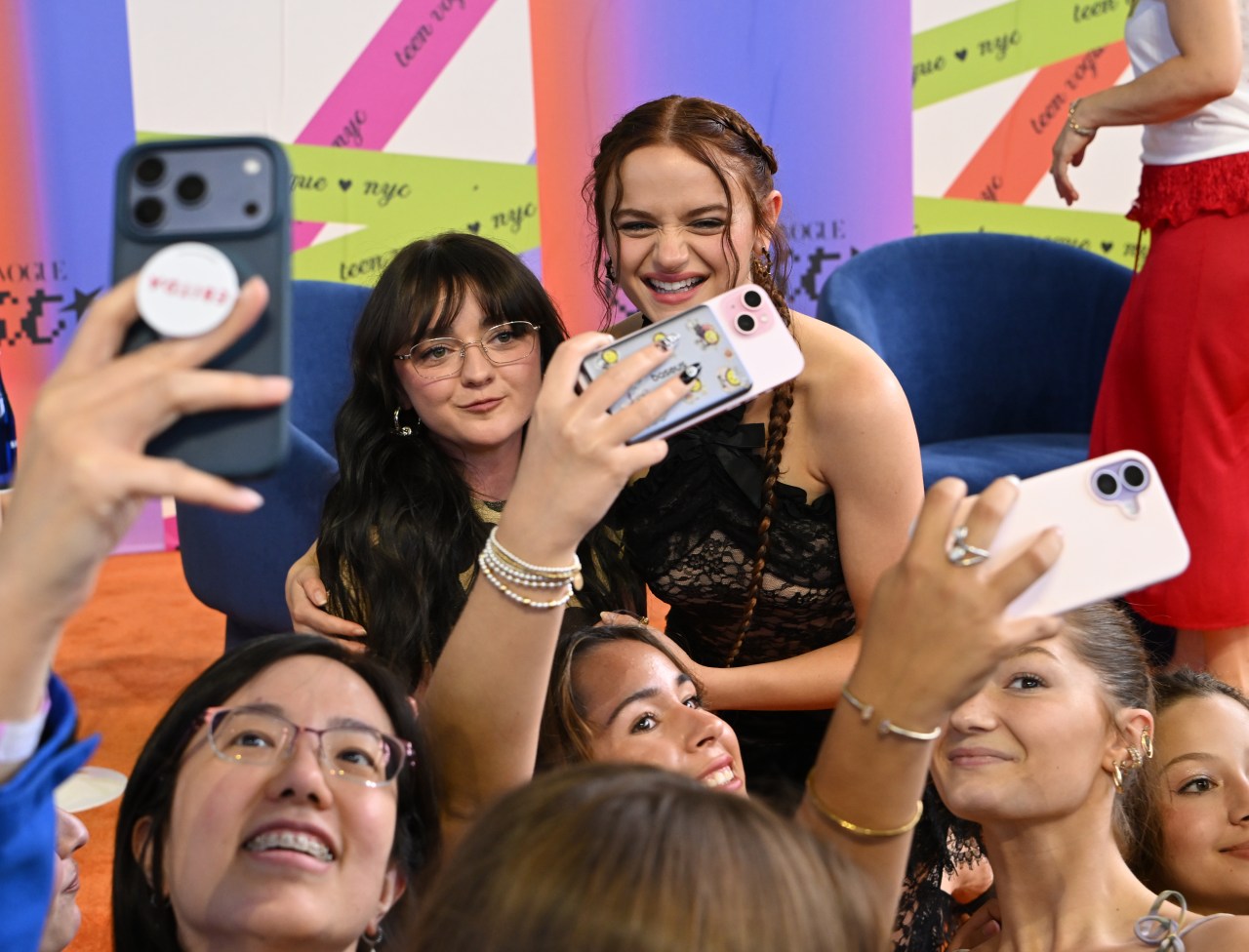 Joey King posing at the 2026 Teen Vogue Fest at Duggal Greenhouse in Brooklyn, New York