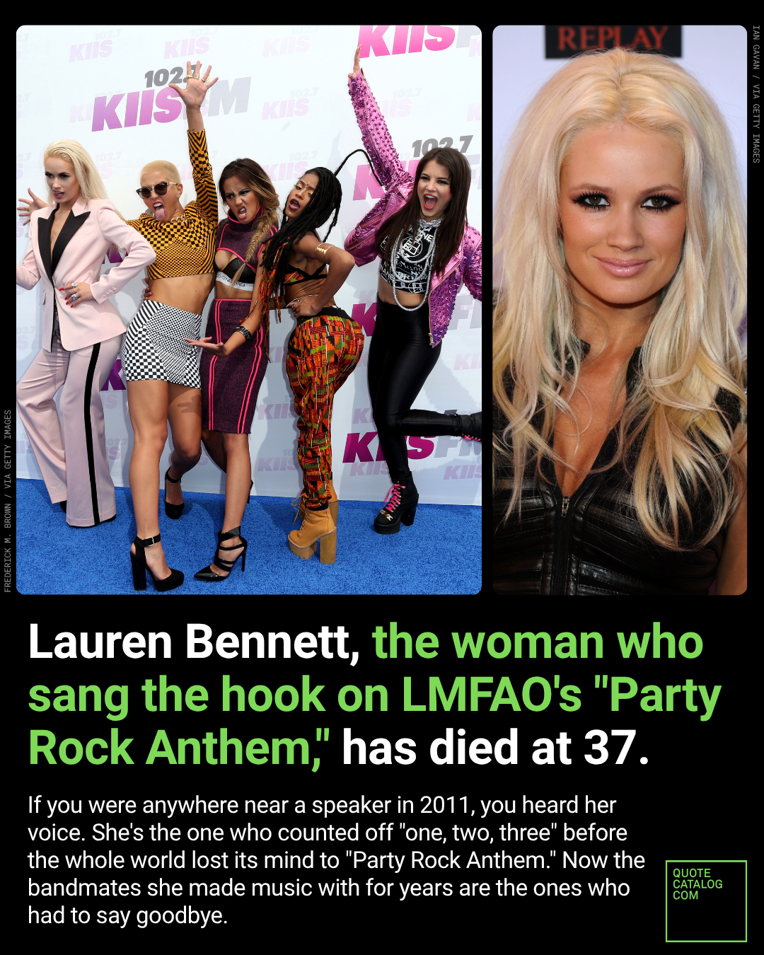 Lauren Bennett, the Woman Who Sang the Hook on Lmfao's "Party Rock Anthem," Has Died at 37