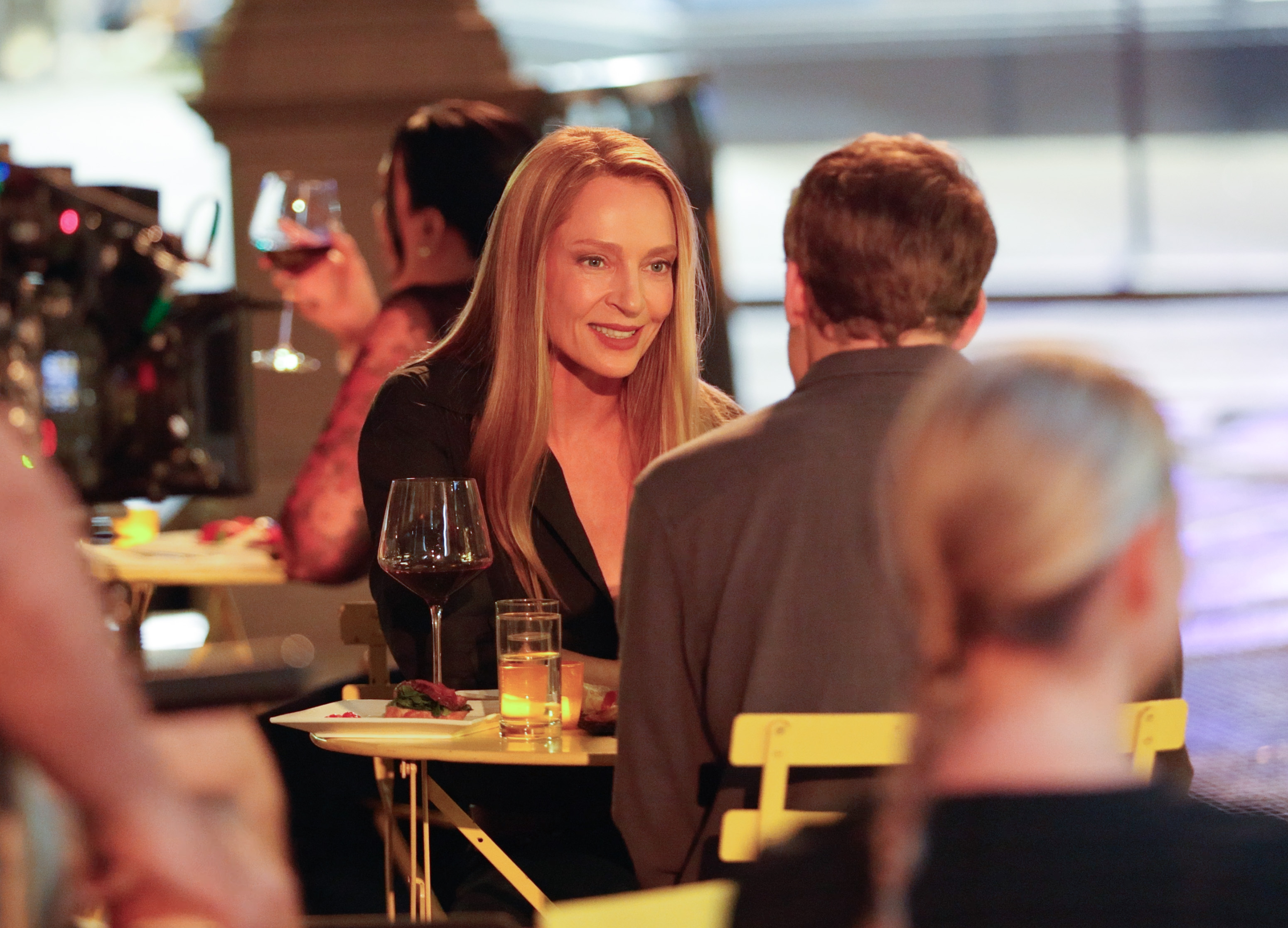 Uma Thurman and Michael C. Hall on the set of Dexter: Resurrection in Downtown Manhattan