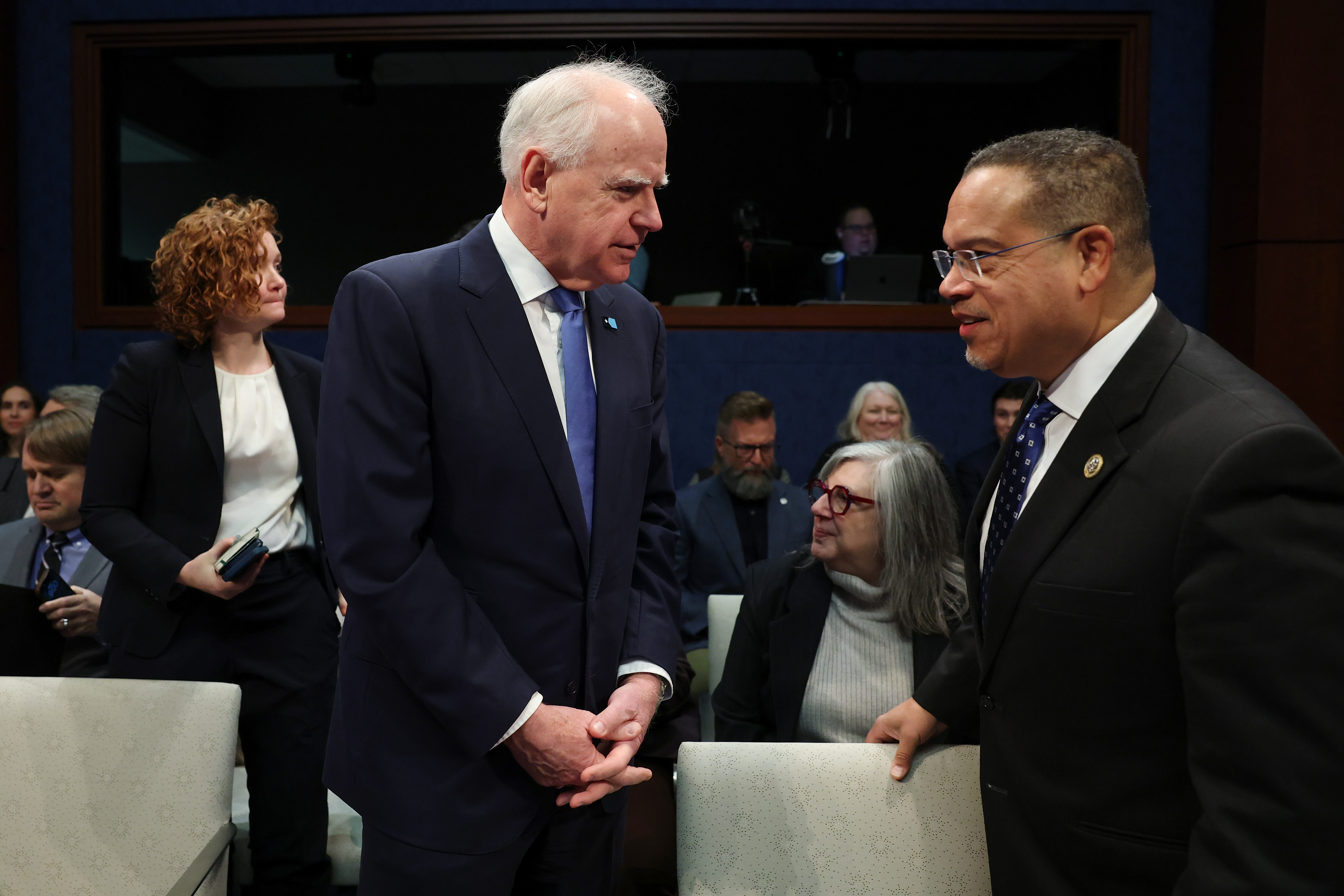 Gov. Tim Walz and AG Keith Ellison walking together at the U.S. Capitol Building in Washington, DC