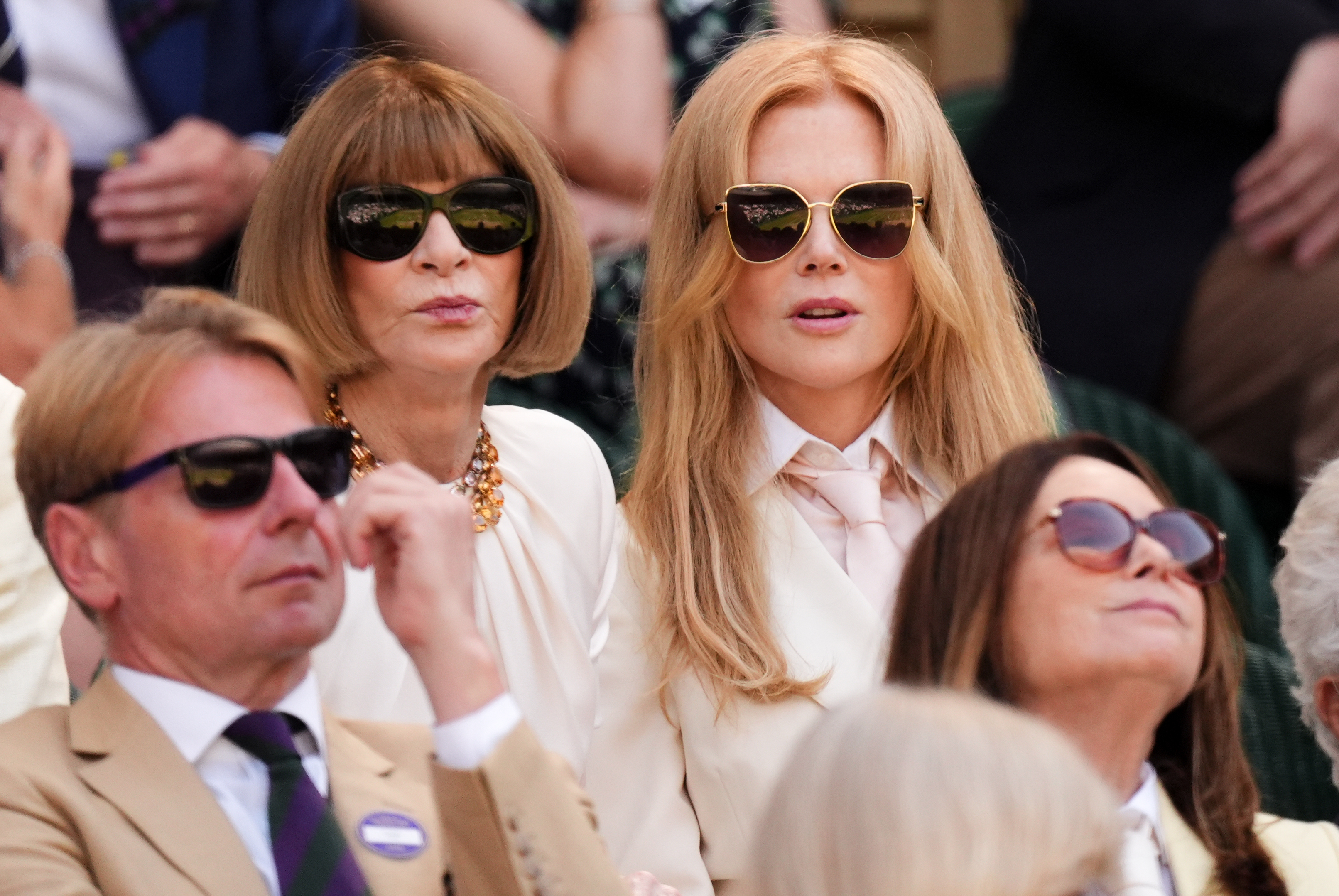 Nicole Kidman and Anna Wintour seated together in the Royal Box at Wimbledon 2026.