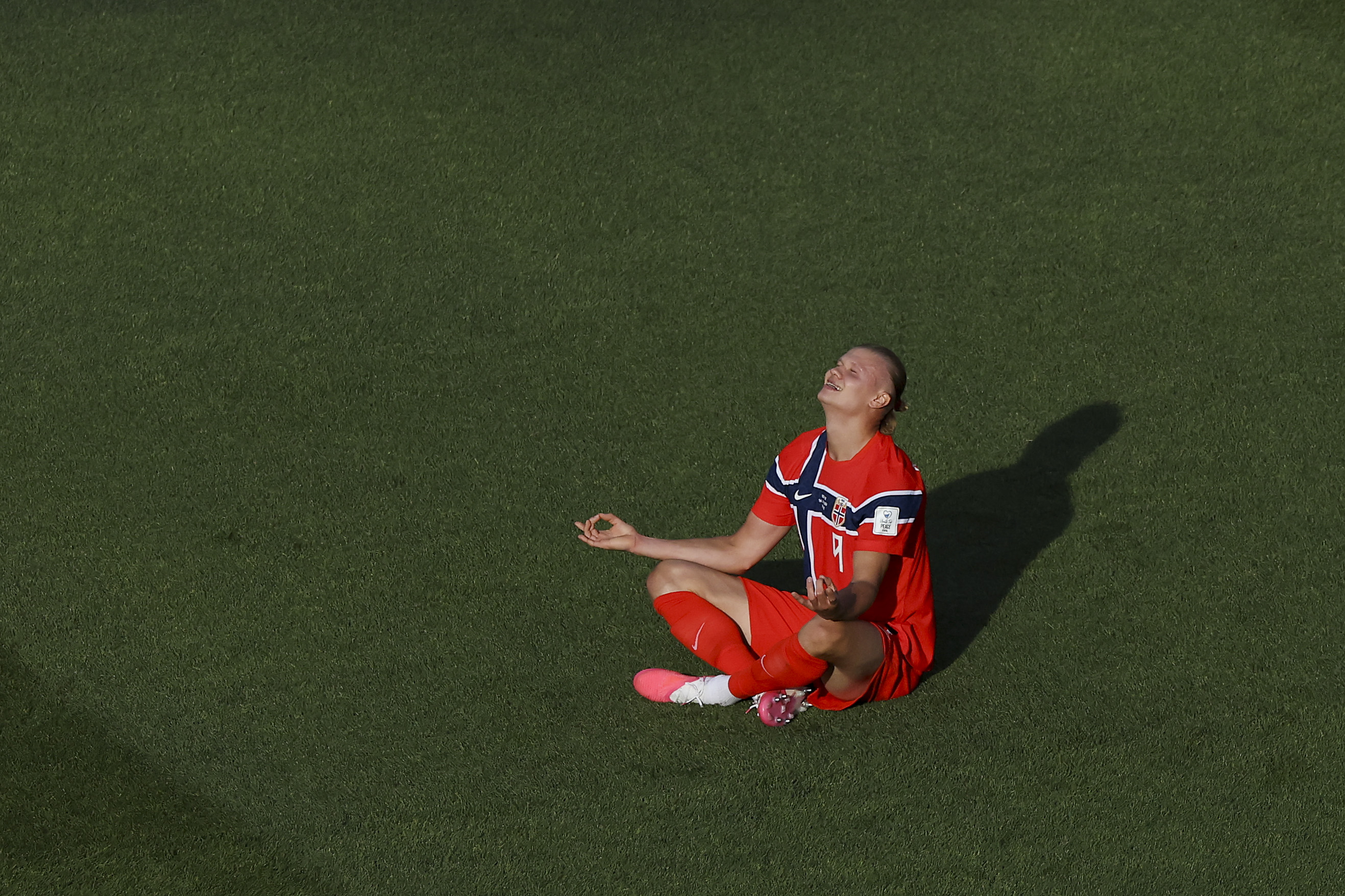 Erling Haaland celebrating a goal for Norway against Iraq at the 2026 FIFA World Cup in Foxborough, Massachusetts