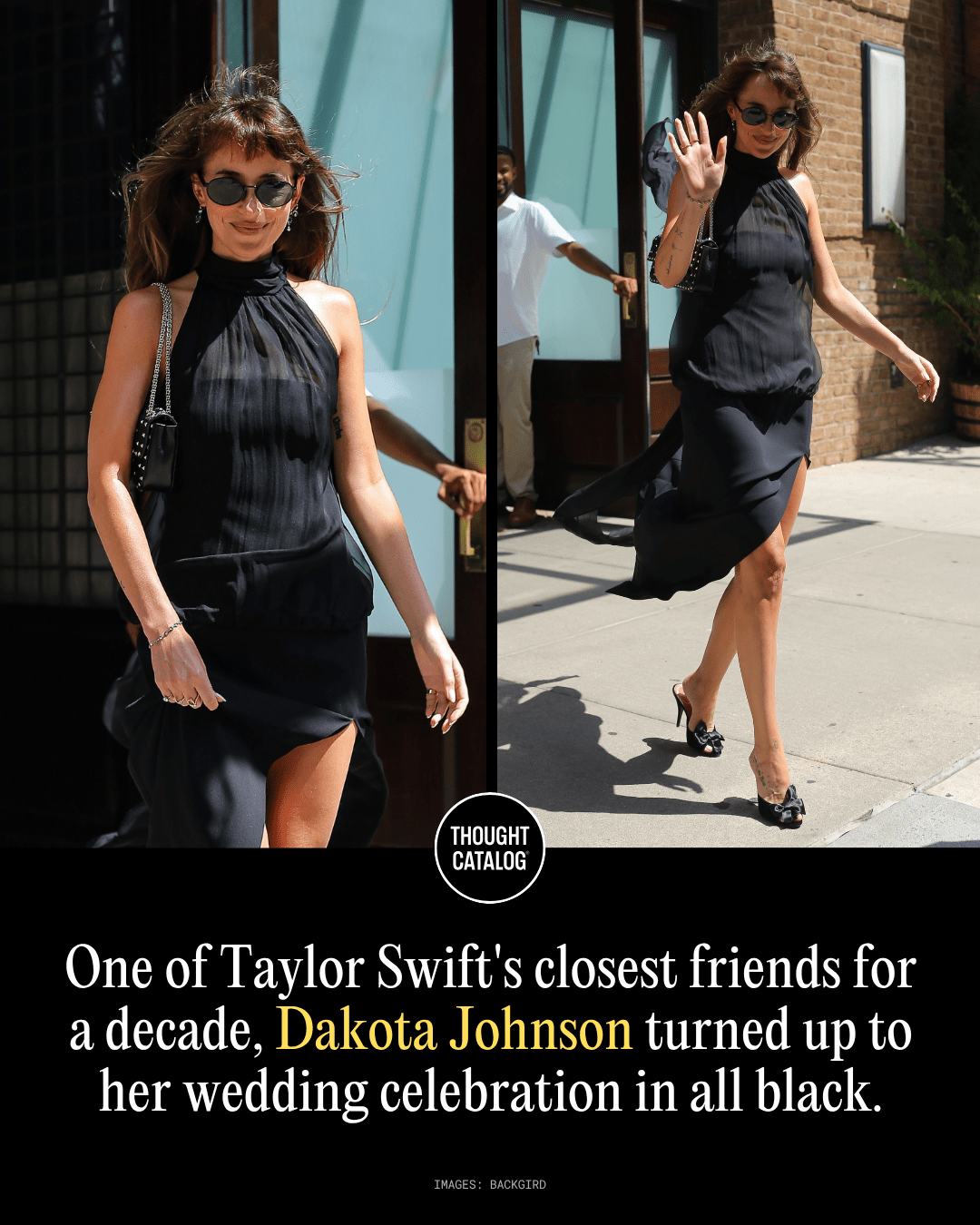 One of Taylor Swift's Closest Friends for a Decade, Dakota Johnson Turned Up to Her Wedding Celebration in All Black