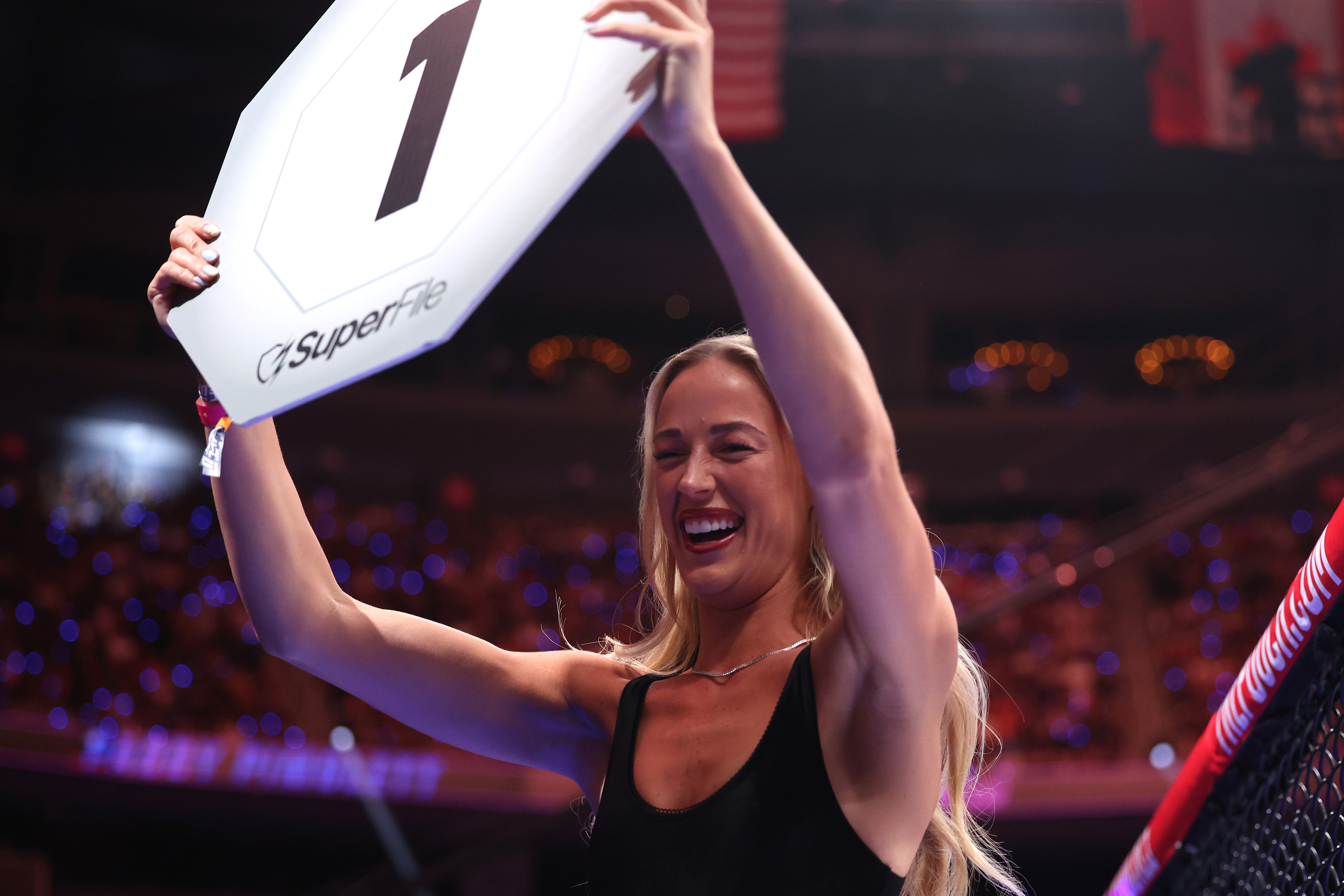Sophie Cunningham of the Indiana Fever watching UFC 329 at T-Mobile Arena in Las Vegas