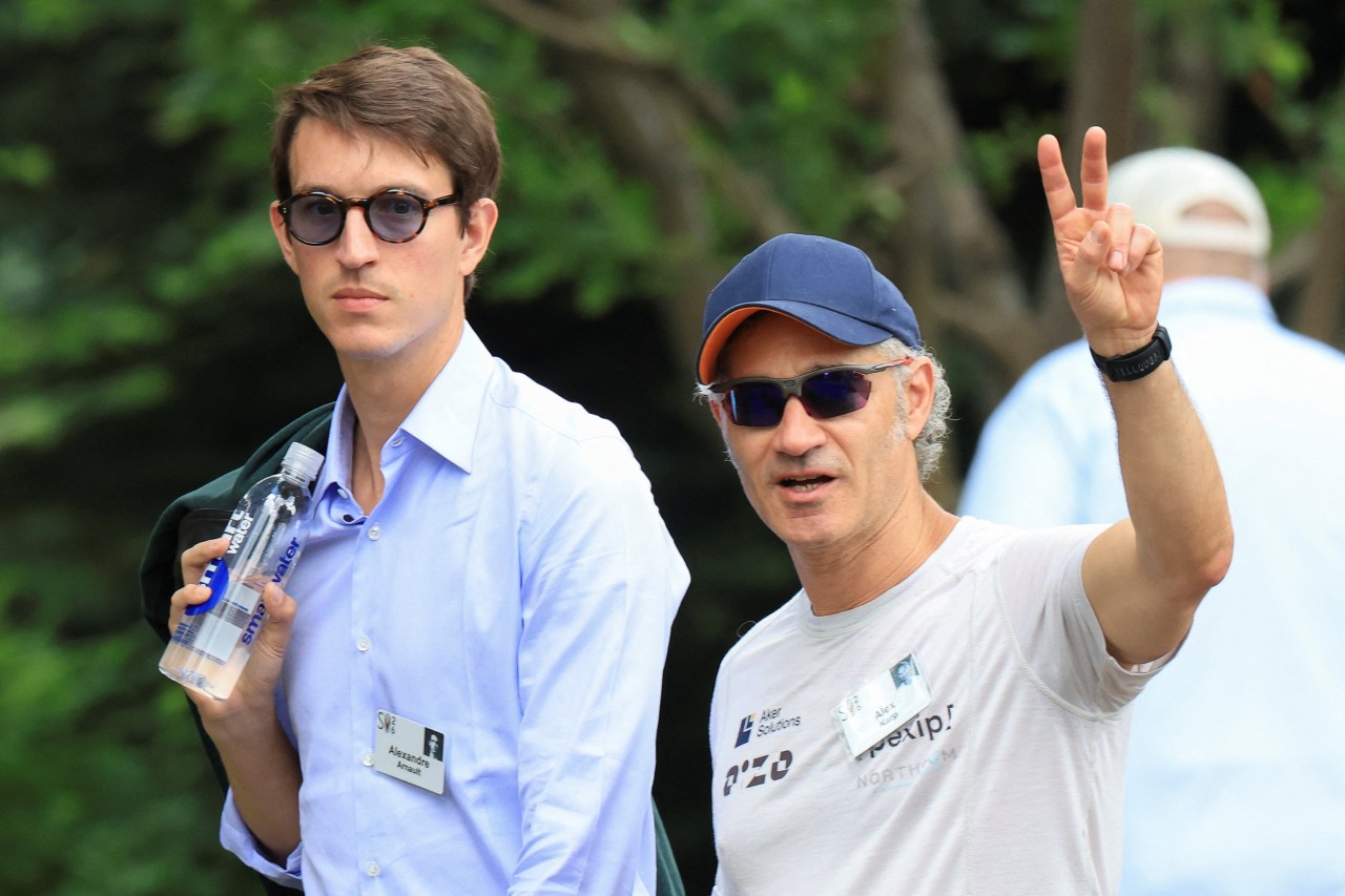 Alexandre Arnault and Alex Karp at the Allen & Co. Sun Valley Media and Technology Conference in Sun Valley, Idaho