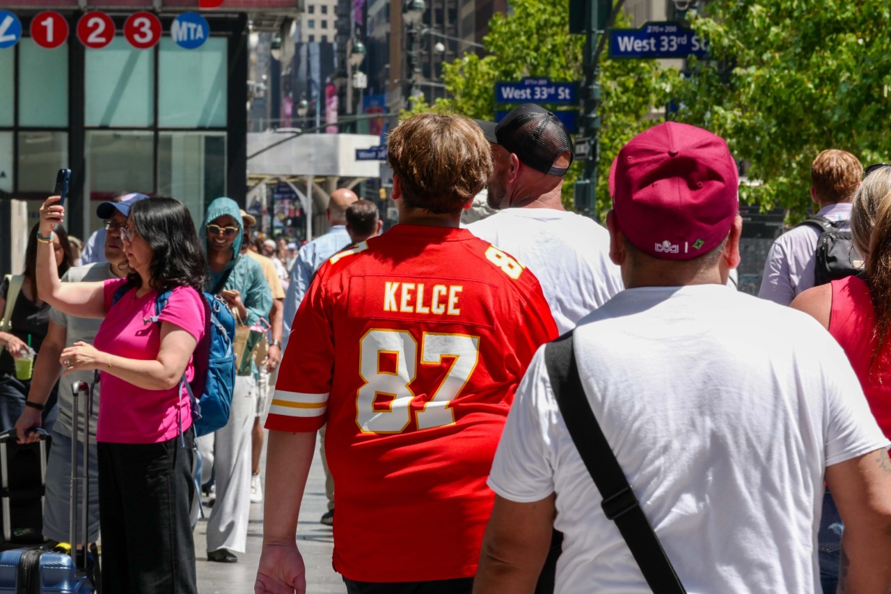 Barricades and street closures outside Madison Square Garden in New York City ahead of Taylor Swift and Travis Kelce's wedding