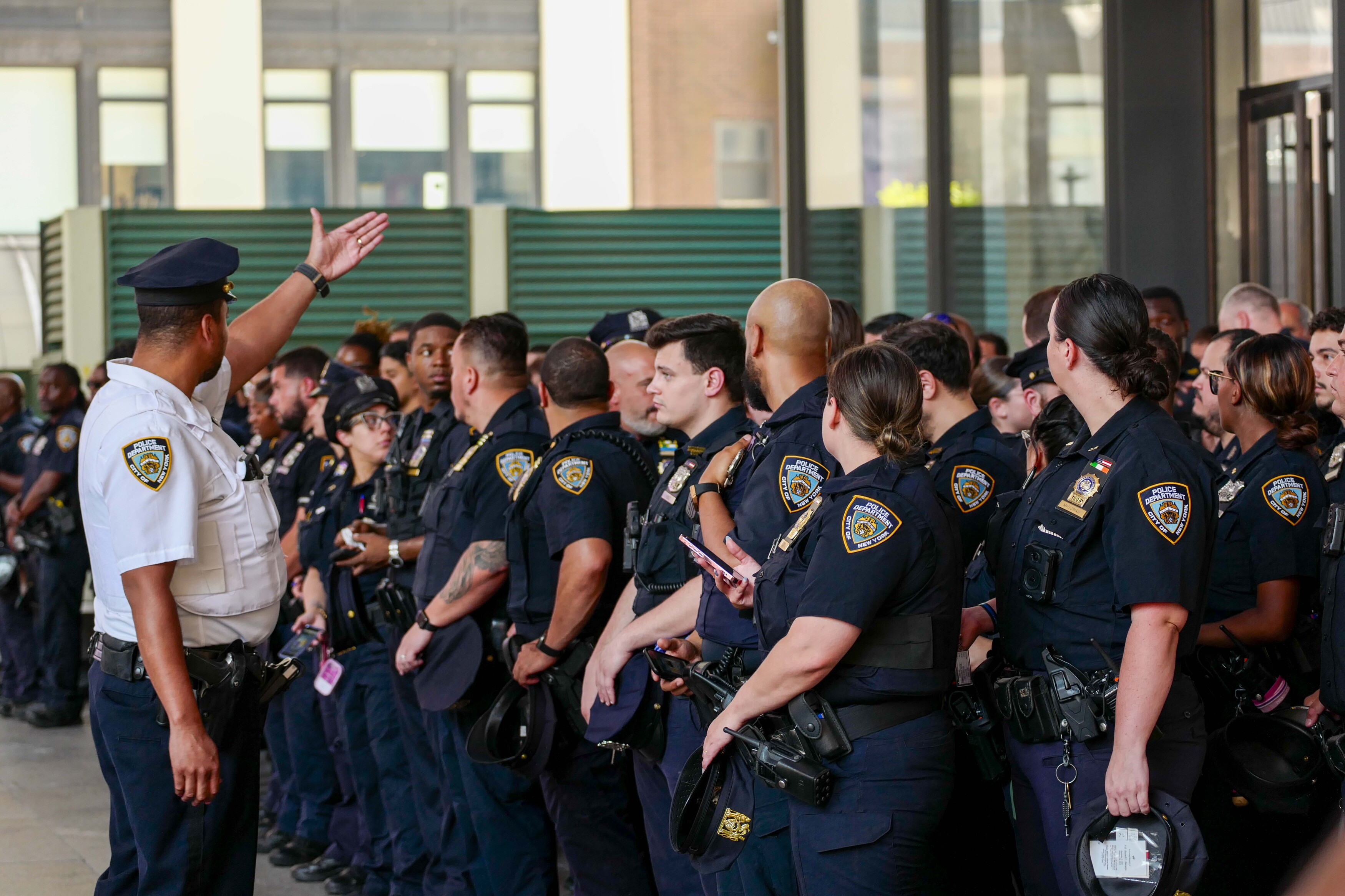 Barricades and street closures outside Madison Square Garden in New York City ahead of Taylor Swift and Travis Kelce's wedding
