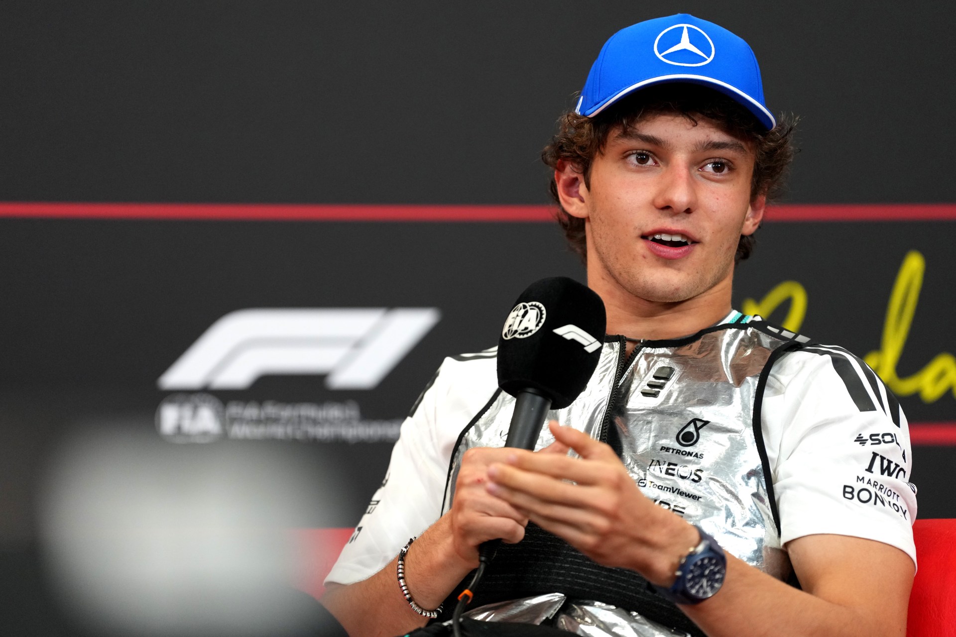 Kimi Antonelli at the drivers press conference during the F1 Grand Prix of Hungary at Hungaroring in Budapest