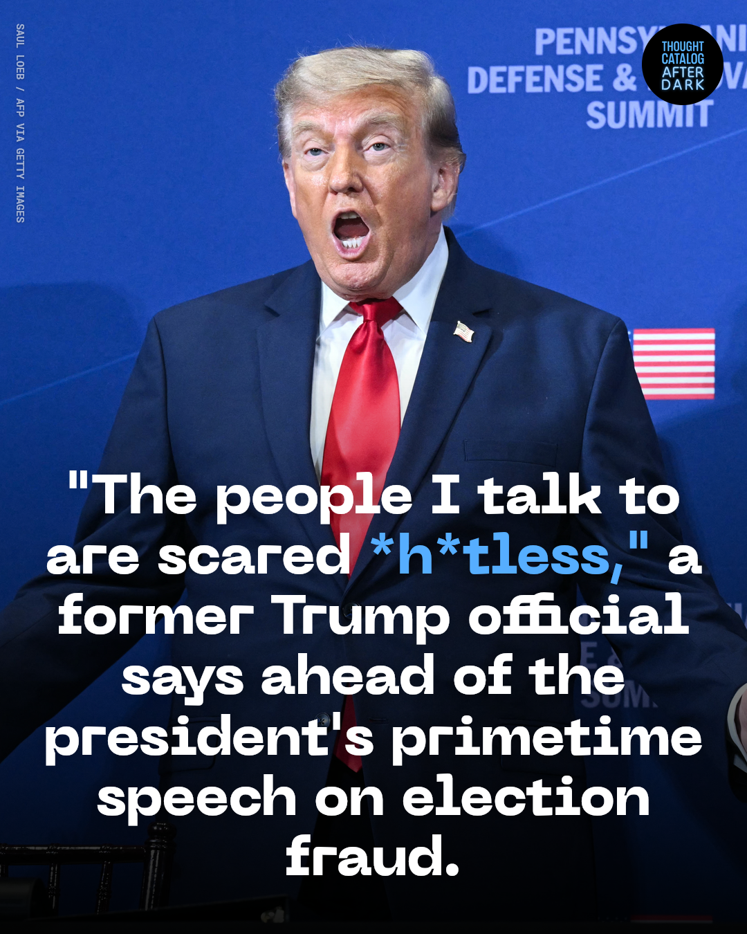 President Donald Trump speaking at a podium