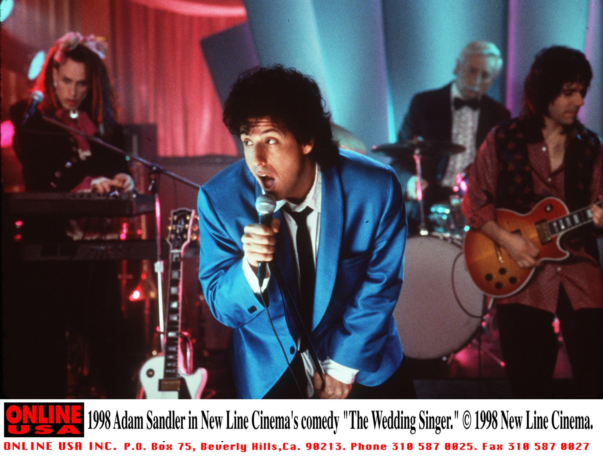 Click to open the image gallery Adam Sandler as Robbie Hart in a scene from the 1998 film The Wedding Singer