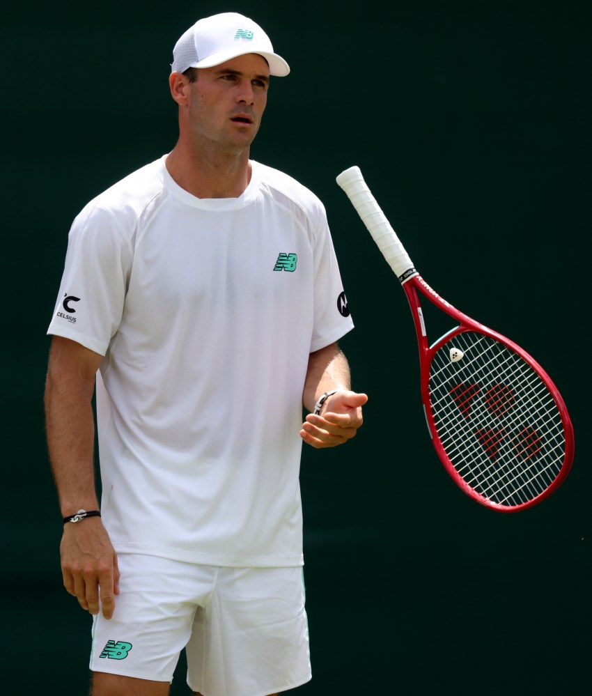 Tommy Paul on court against Soonwoo Kwon during their second round match at Wimbledon 2026