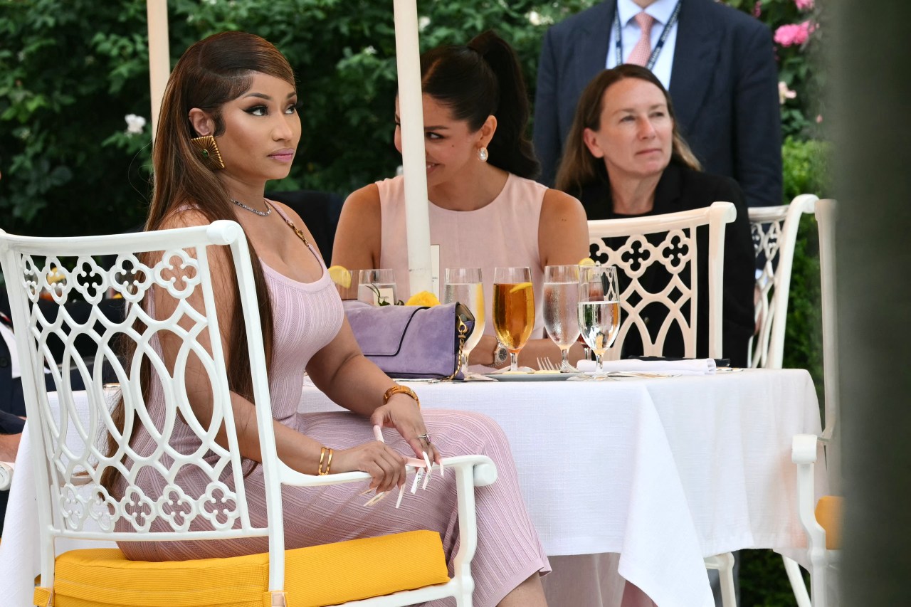 Nicki Minaj and President Donald Trump at a Rose Garden Club event at the White House
