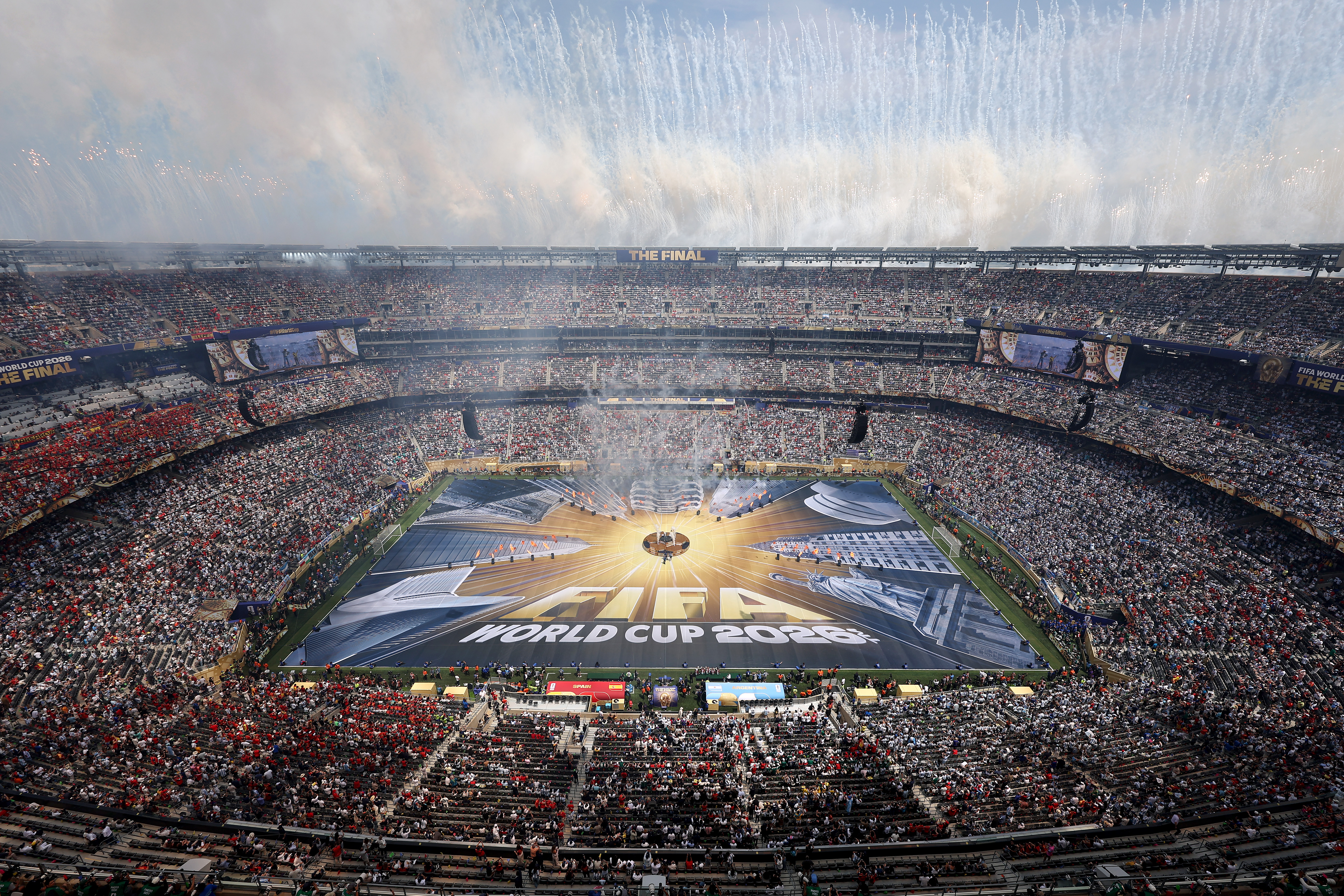 General view of the closing ceremony at New York New Jersey Stadium before the FIFA World Cup 2026 Final between Spain and Argentina