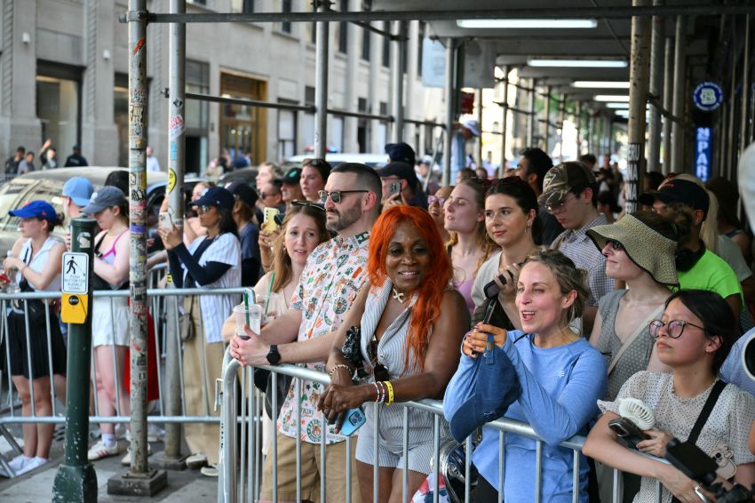 Fans gathered outside Madison Square Garden in New York City ahead of Taylor Swift and Travis Kelce's wedding
