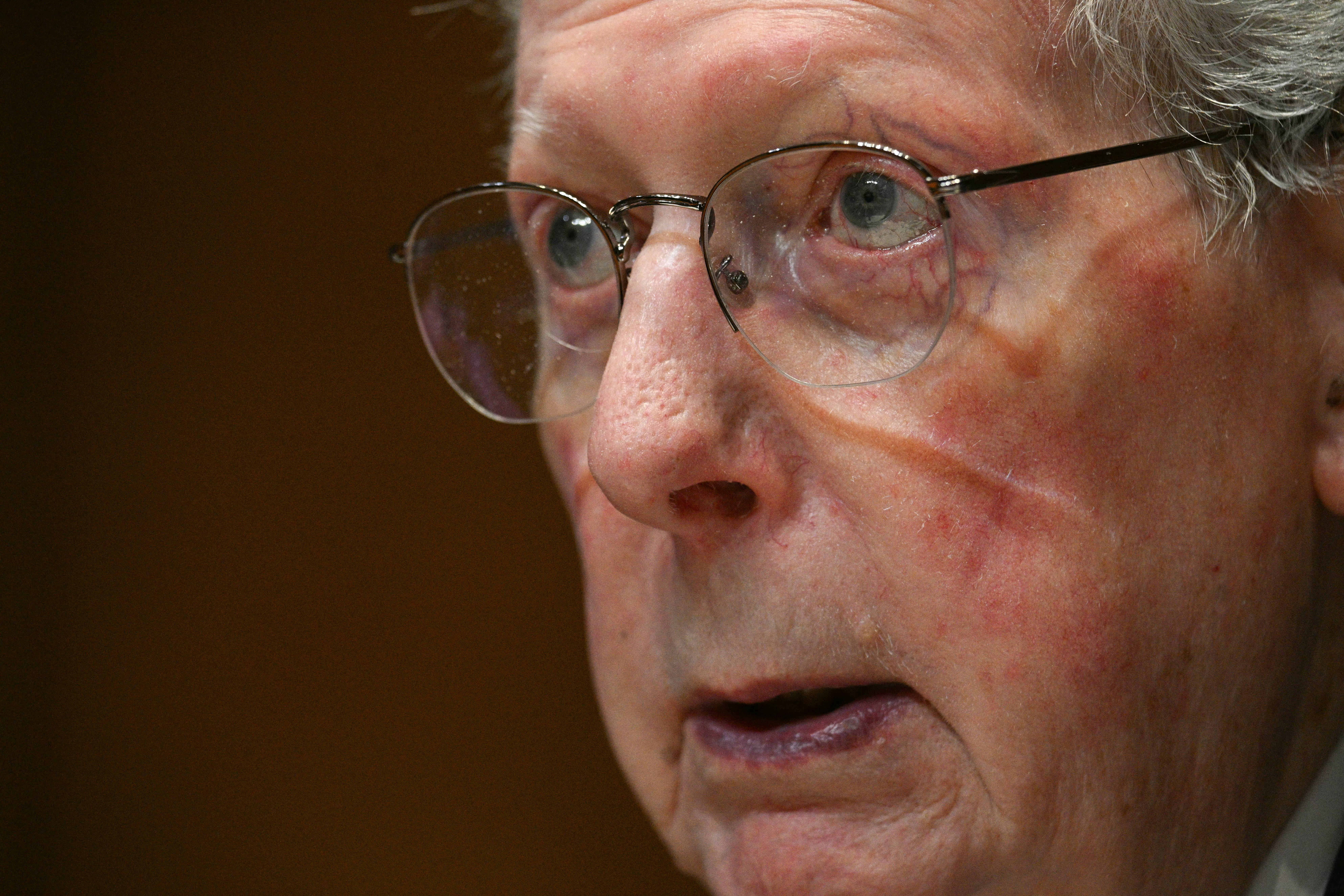 Sen. Mitch McConnell speaking at a Senate Appropriations subcommittee hearing on Capitol Hill